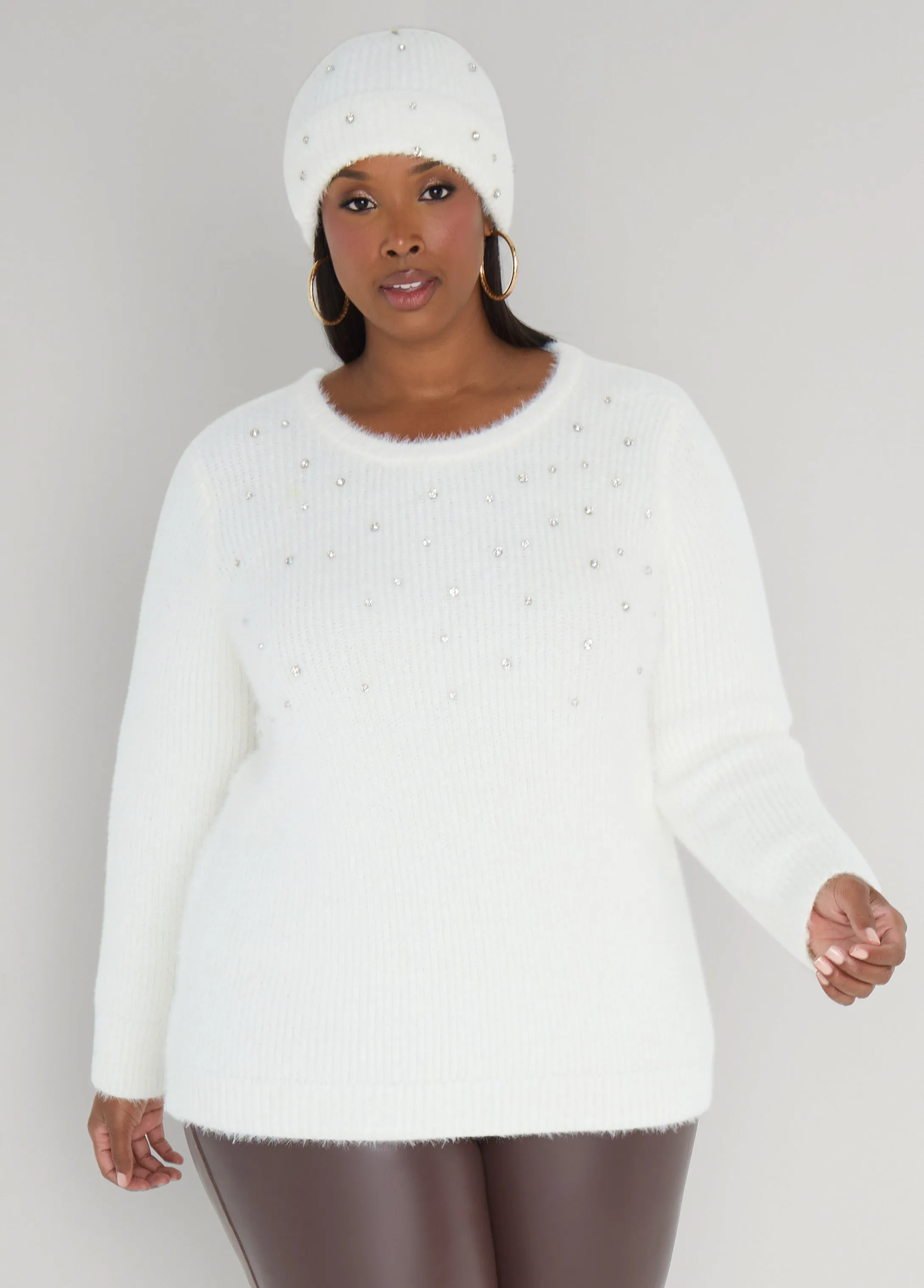 Crystal Sweater And Hat Set sold by Ashley Stewart product image thumbnail 4