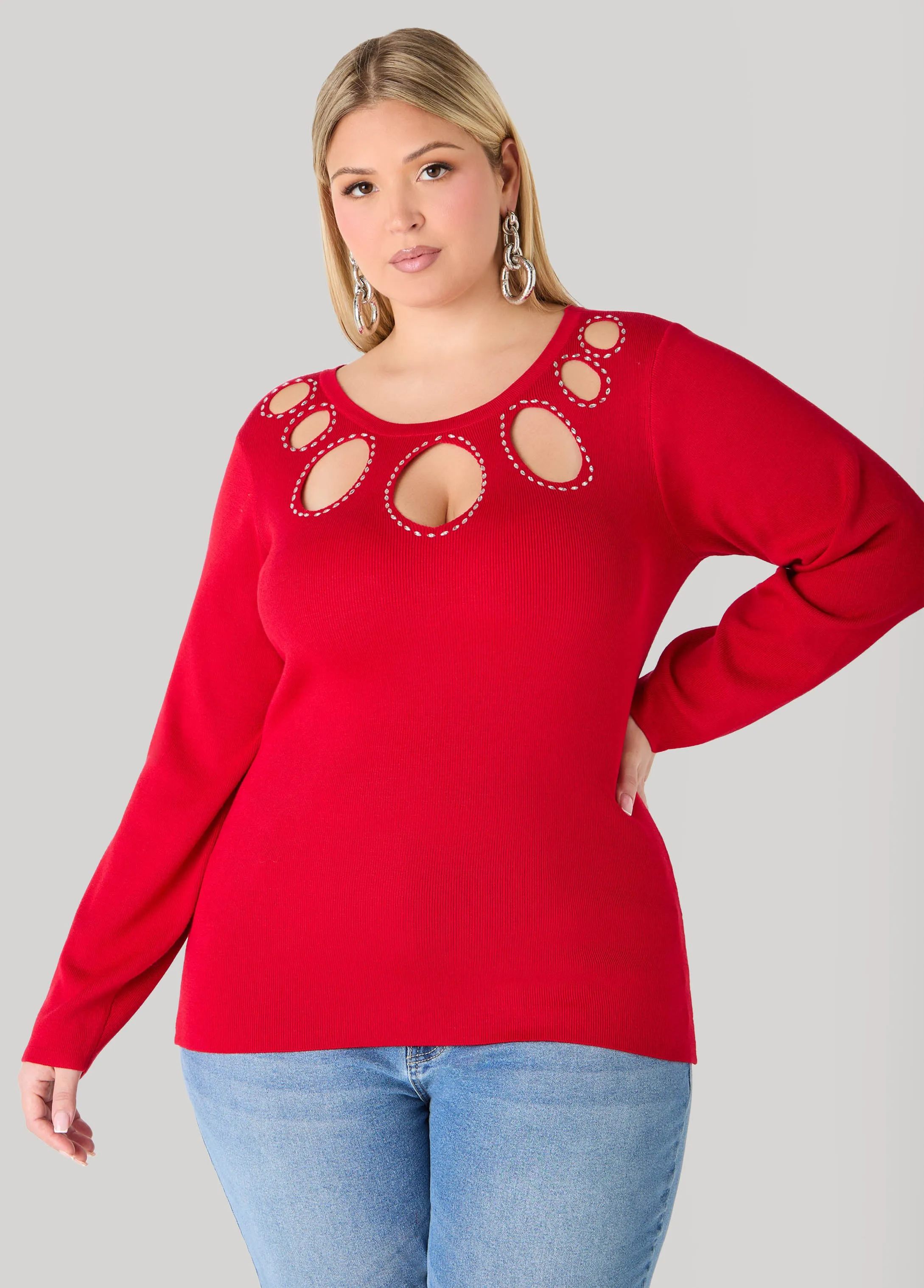 Crystal Cutout Sweater sold by Ashley Stewart product image thumbnail 5