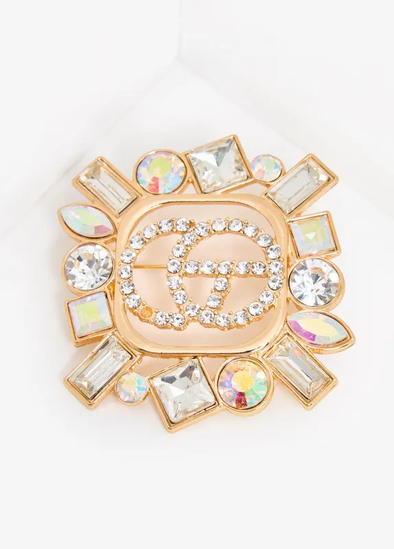 Crystal And Gold Tone Brooch sold by Ashley Stewart