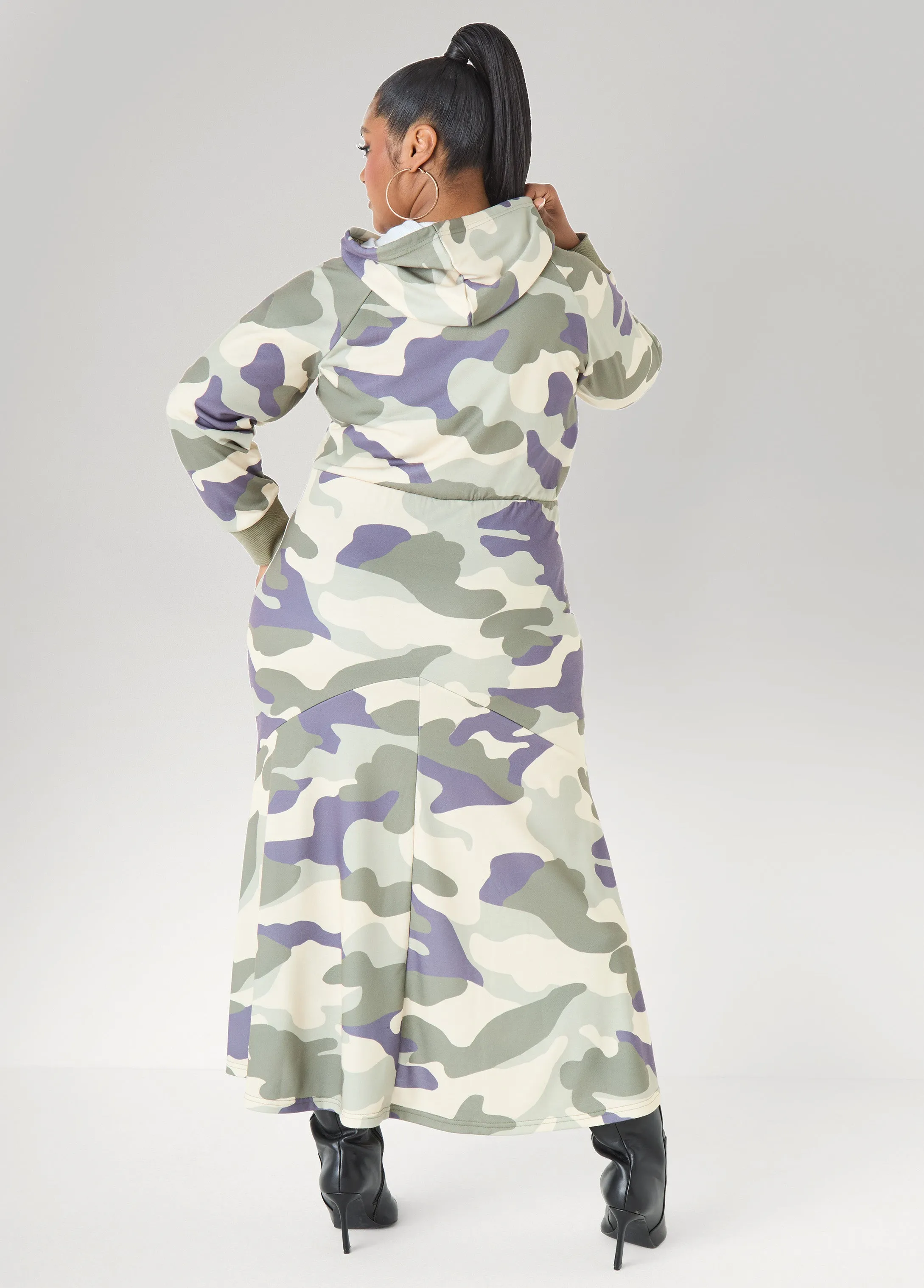 Flounced Camo Print Maxi Dress sold by Ashley Stewart product image thumbnail 4