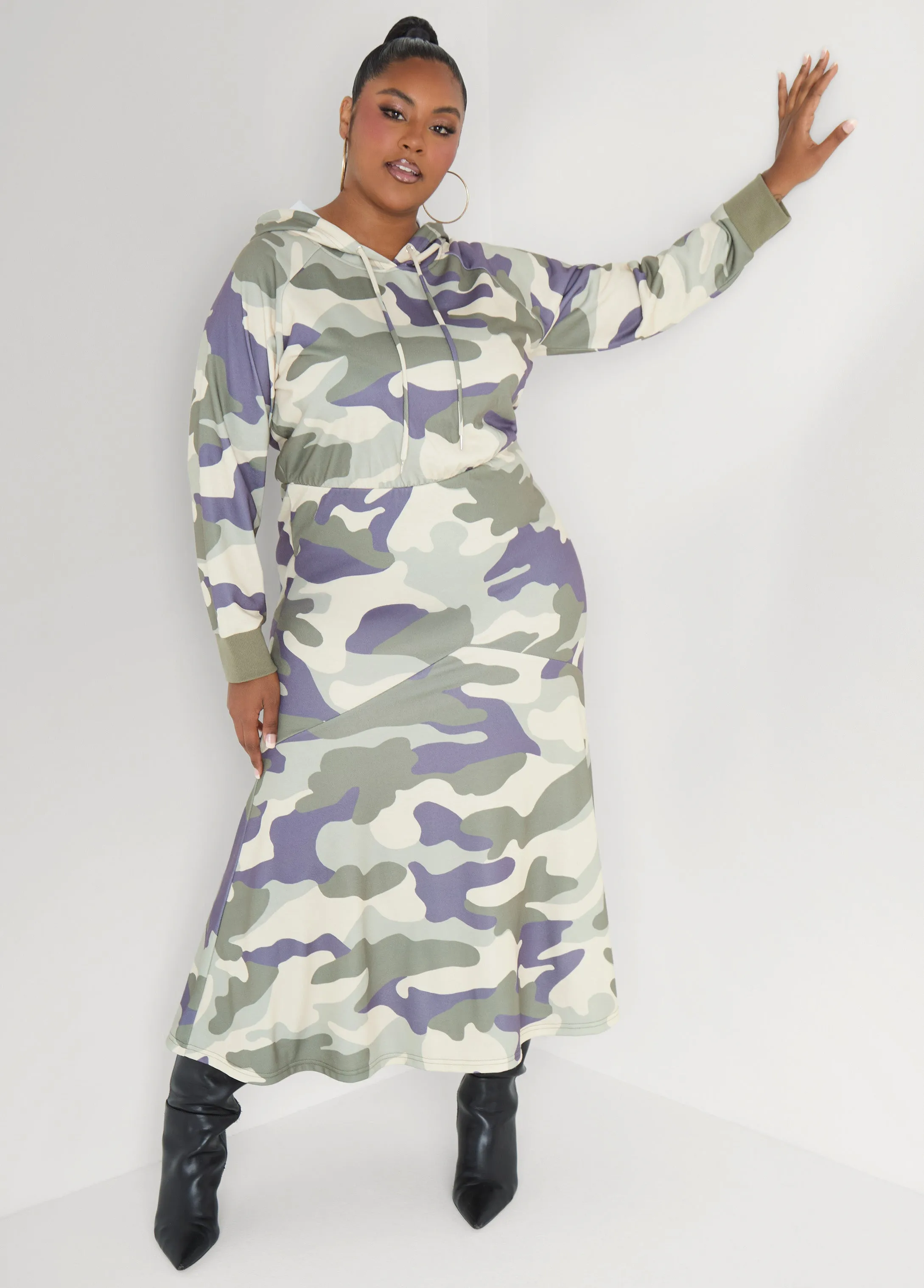 Flounced Camo Print Maxi Dress sold by Ashley Stewart product image thumbnail 3