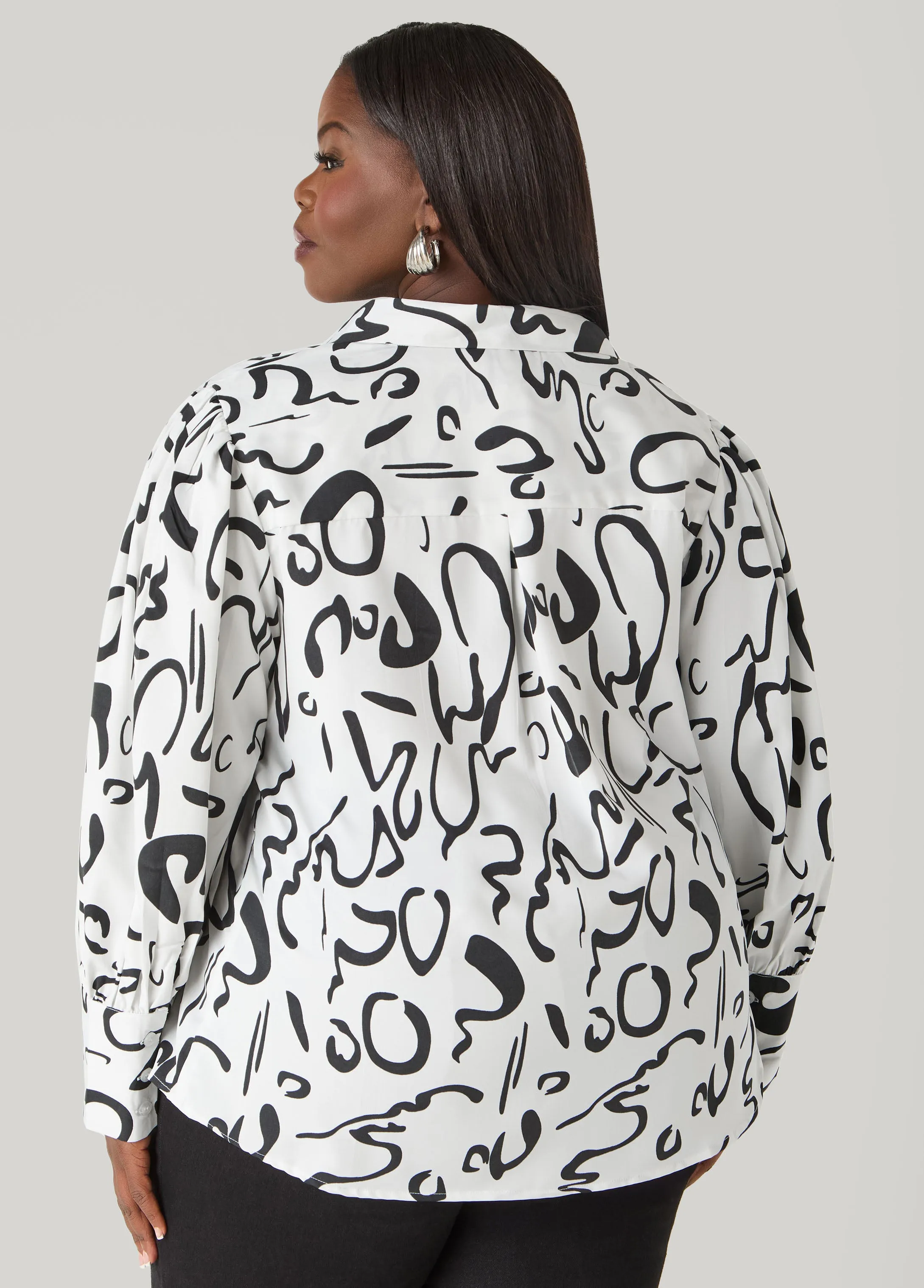 Scribble Print Shirt sold by Ashley Stewart product image thumbnail 4