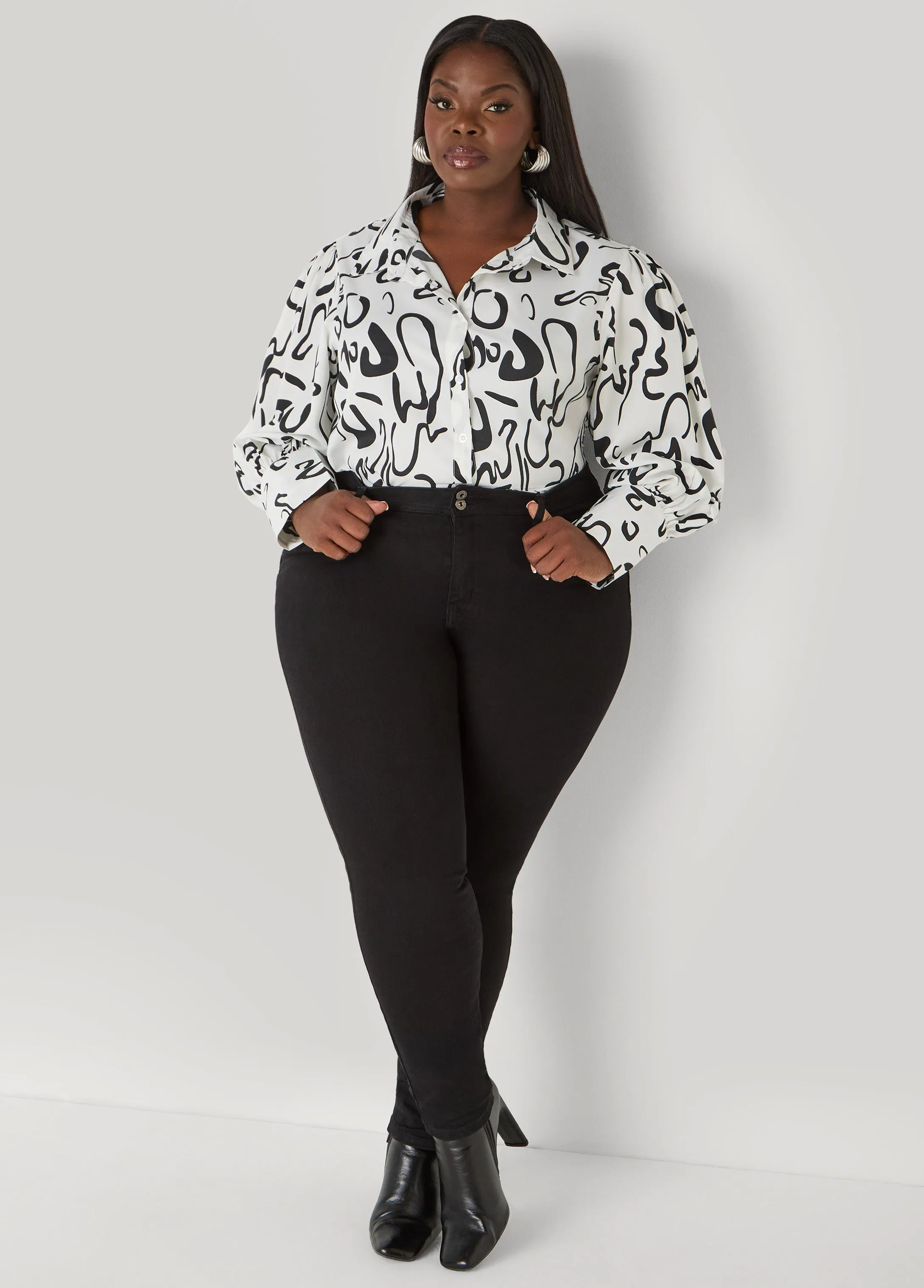 Scribble Print Shirt sold by Ashley Stewart product image thumbnail 2