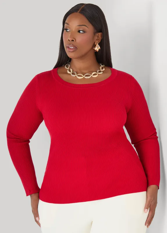 Ribbed Knit Crewneck Sweater sold by Ashley Stewart