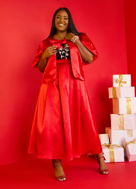 Pleated Satin Maxi Skirt sold by Ashley Stewart