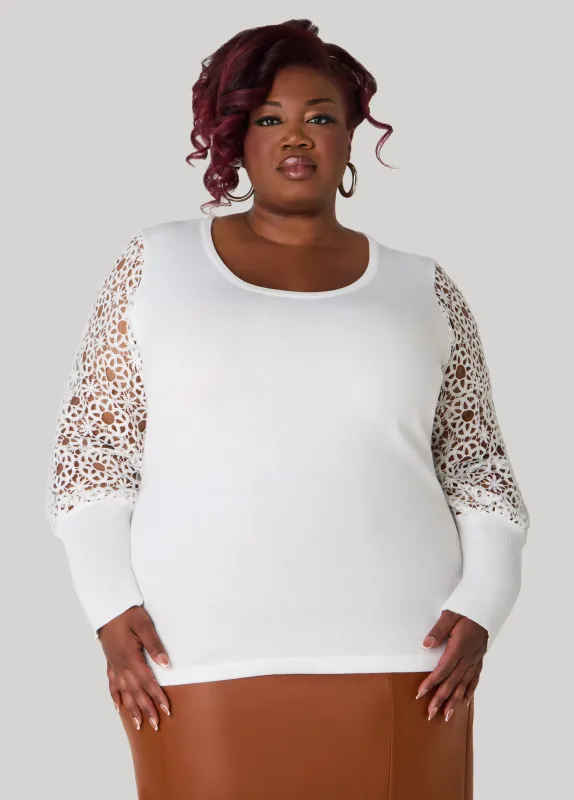 Crochet Sleeved Sweater sold by Ashley Stewart