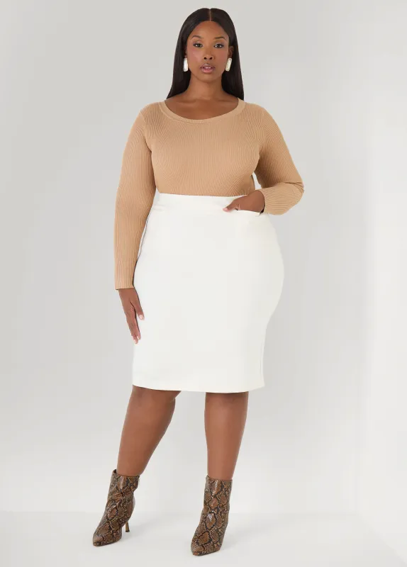 Ponte Pull On Pencil Skirt sold by Ashley Stewart