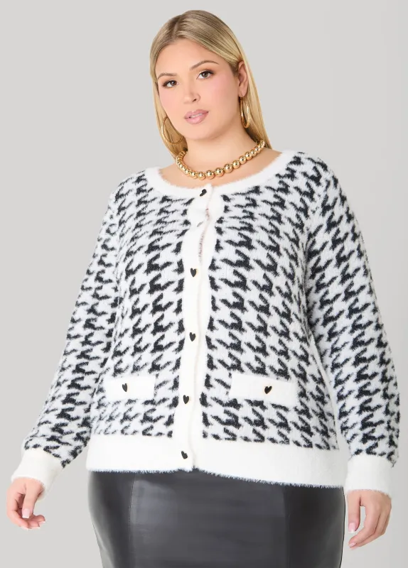 Brushed Houndstooth Cardigan sold by Ashley Stewart