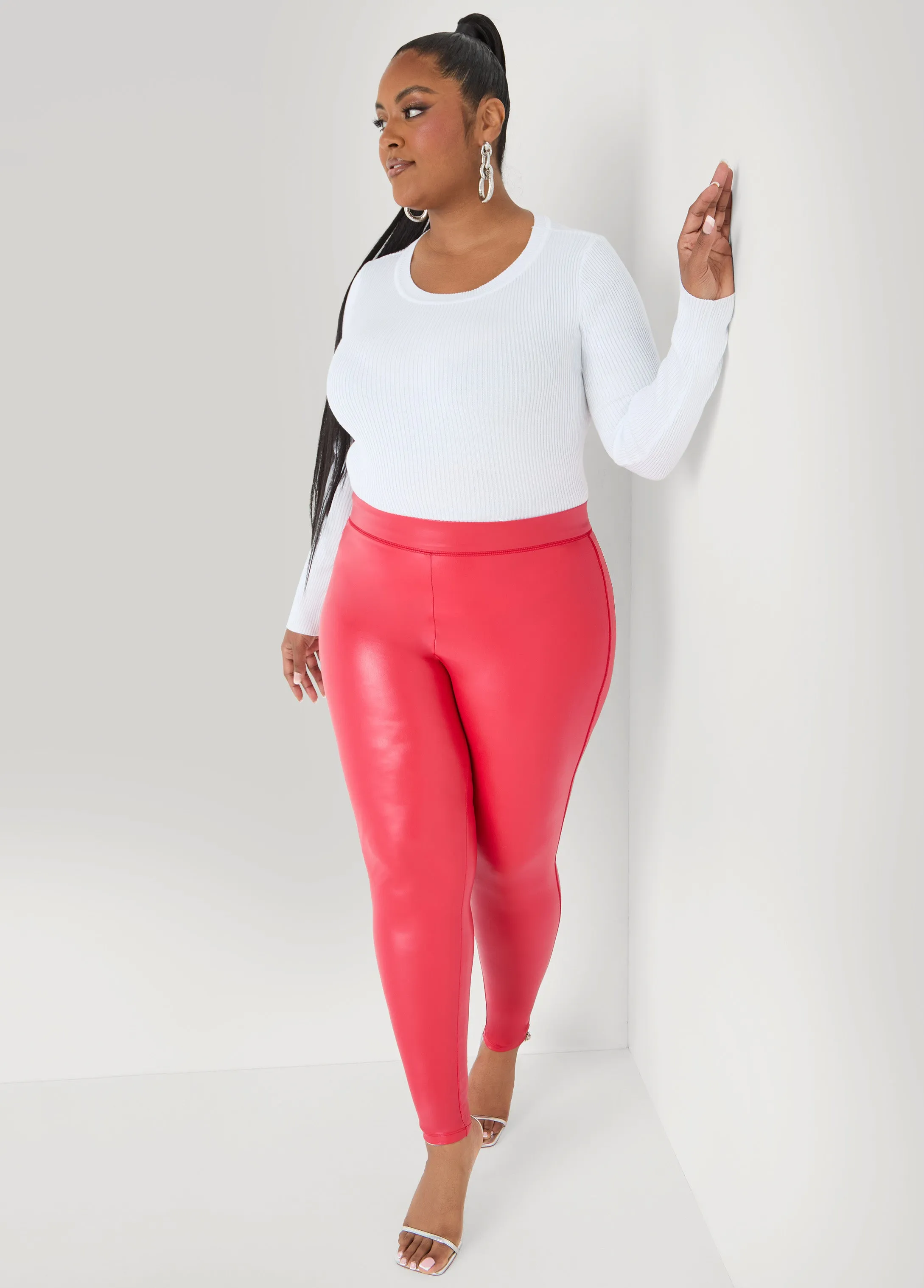 Faux Leather High Waist Leggings sold by Ashley Stewart product image thumbnail 2