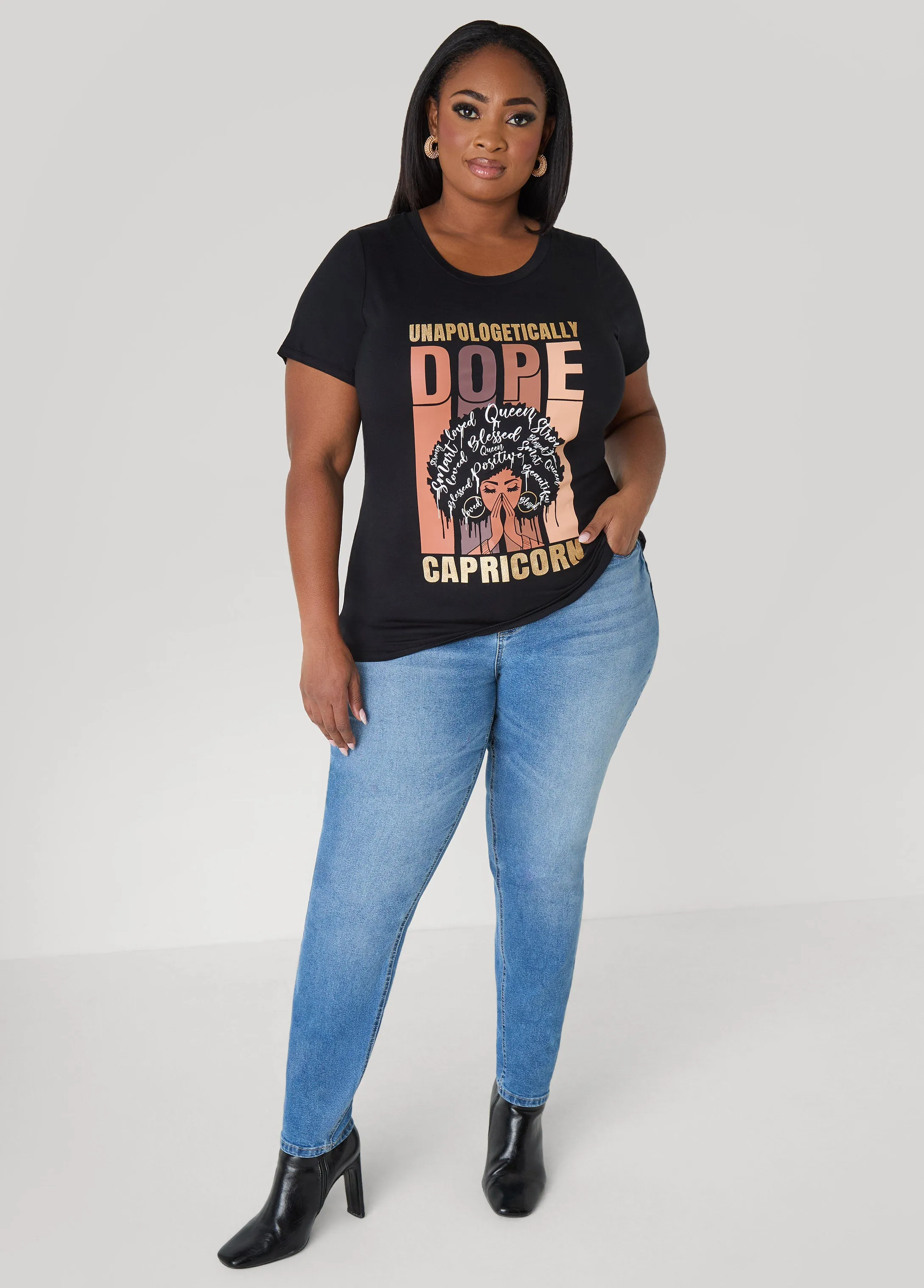 Capricorn Glittered Graphic Tee sold by Ashley Stewart product image thumbnail 3