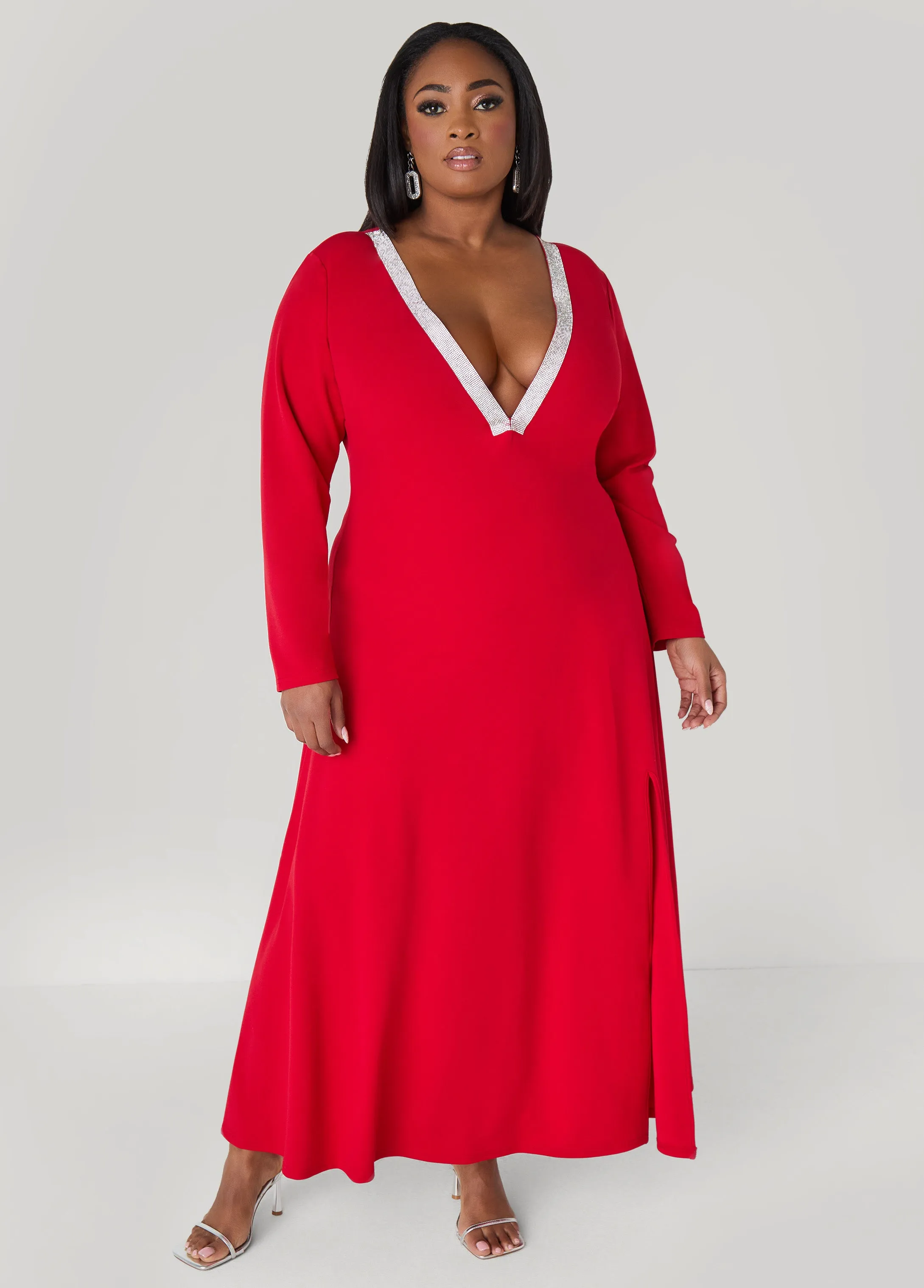 Crystal Embellished V Neck Gown sold by Ashley Stewart product image thumbnail 5