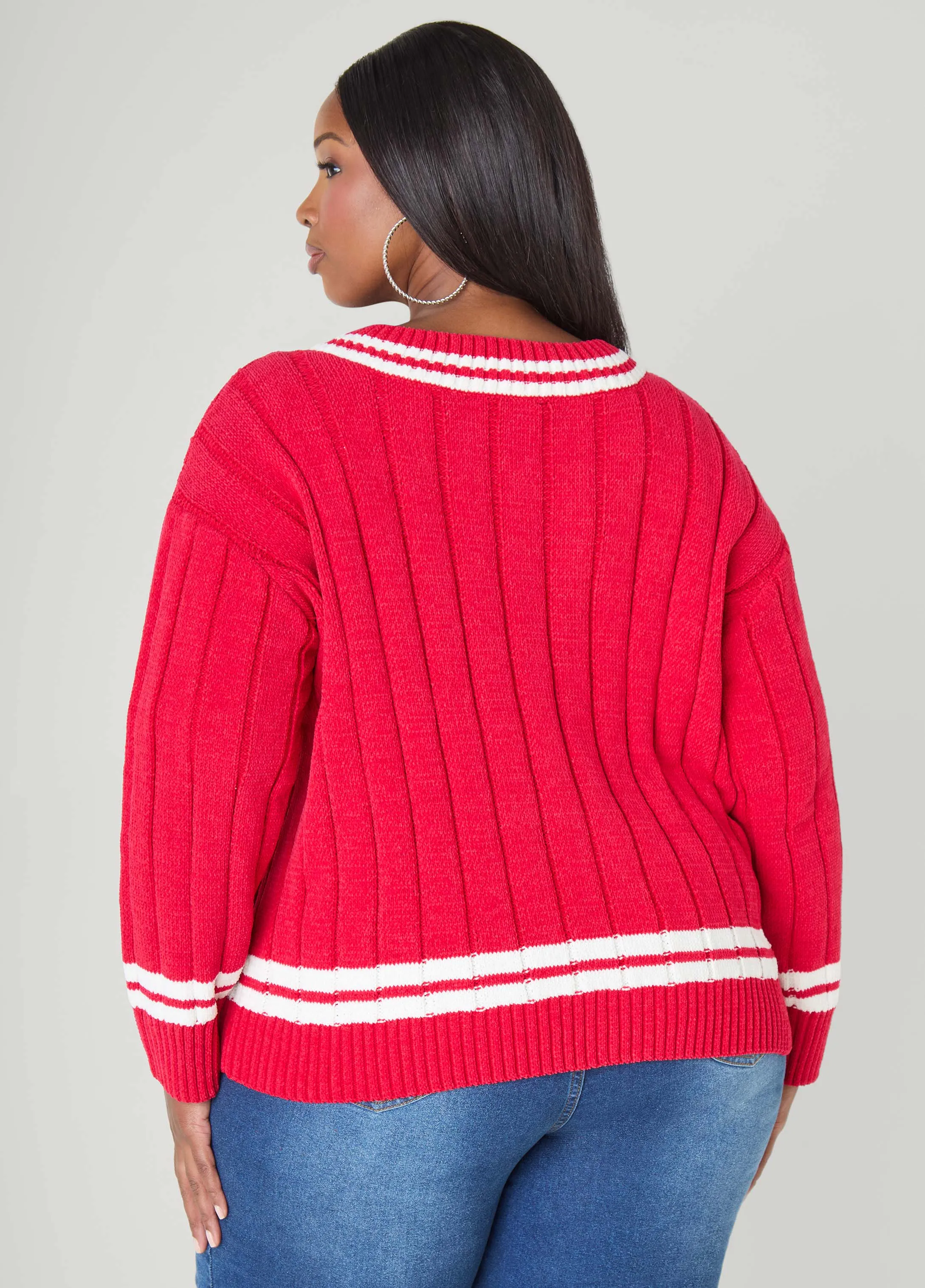 Striped Cable Knit Sweater sold by Ashley Stewart product image thumbnail 4