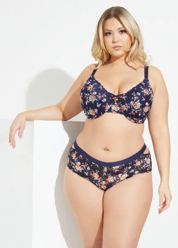 Floral Print Lace Hipster Briefs sold by Ashley Stewart
