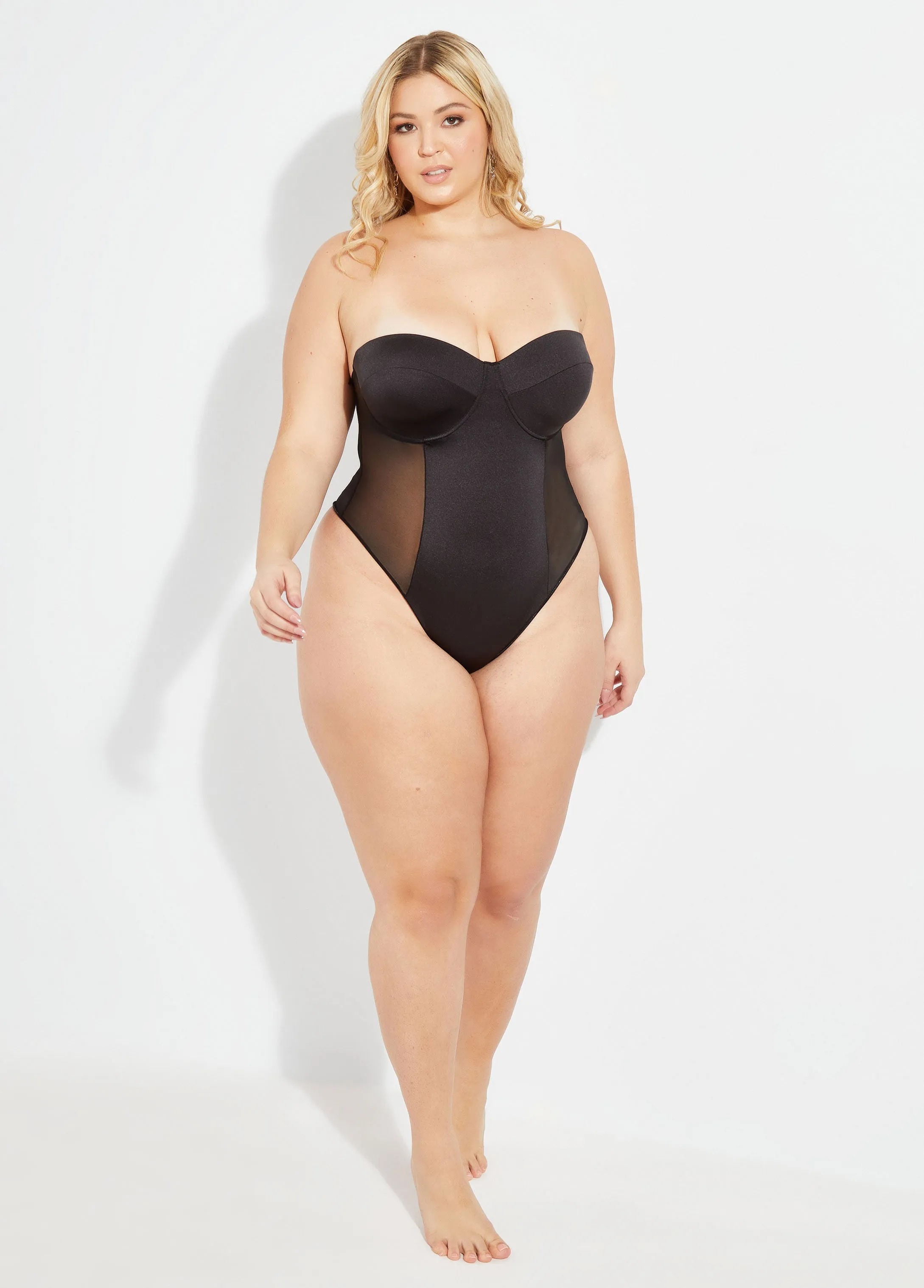 Mesh Paneled Convertible Bodysuit sold by Ashley Stewart product image thumbnail 4