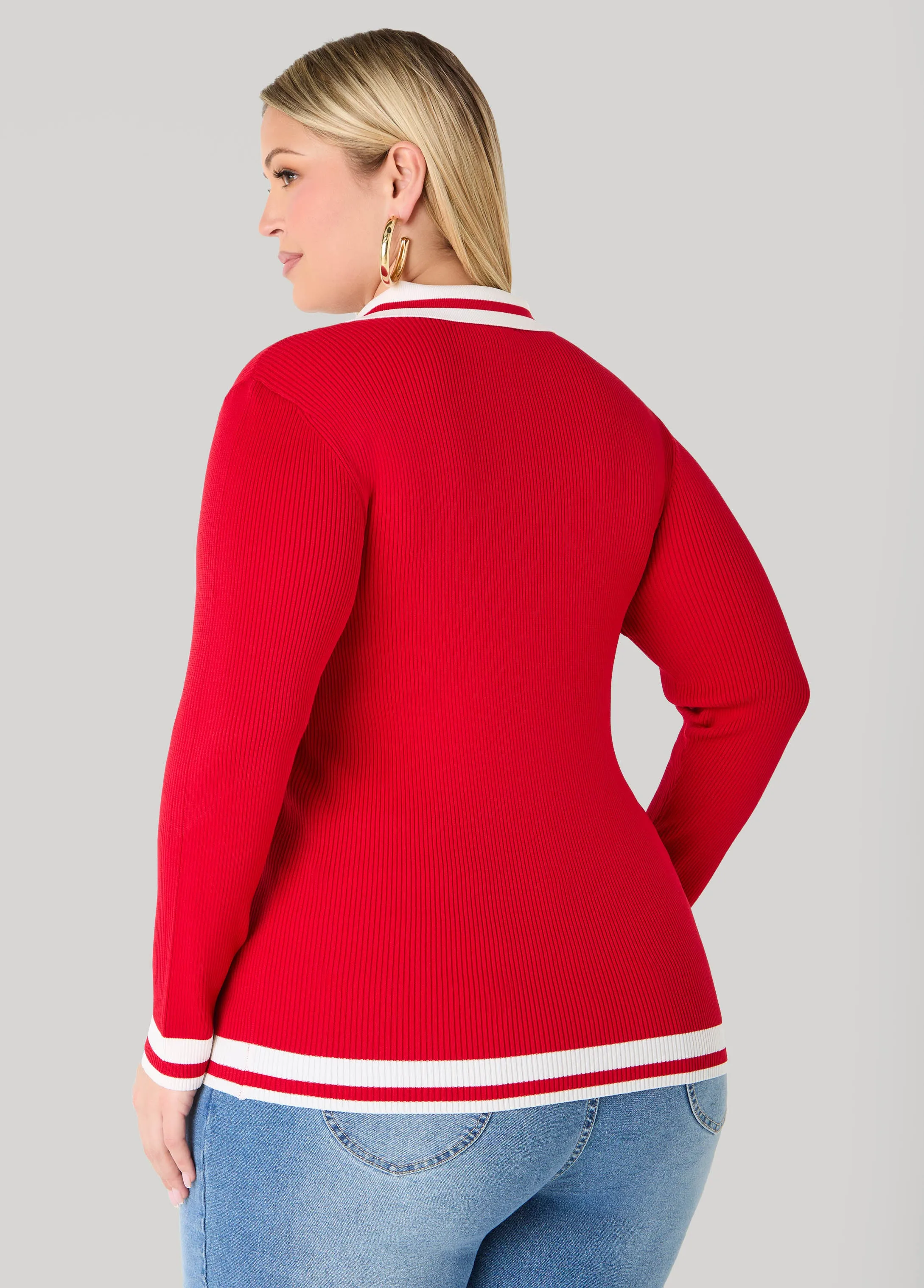 Striped Polo Sweater sold by Ashley Stewart product image thumbnail 3