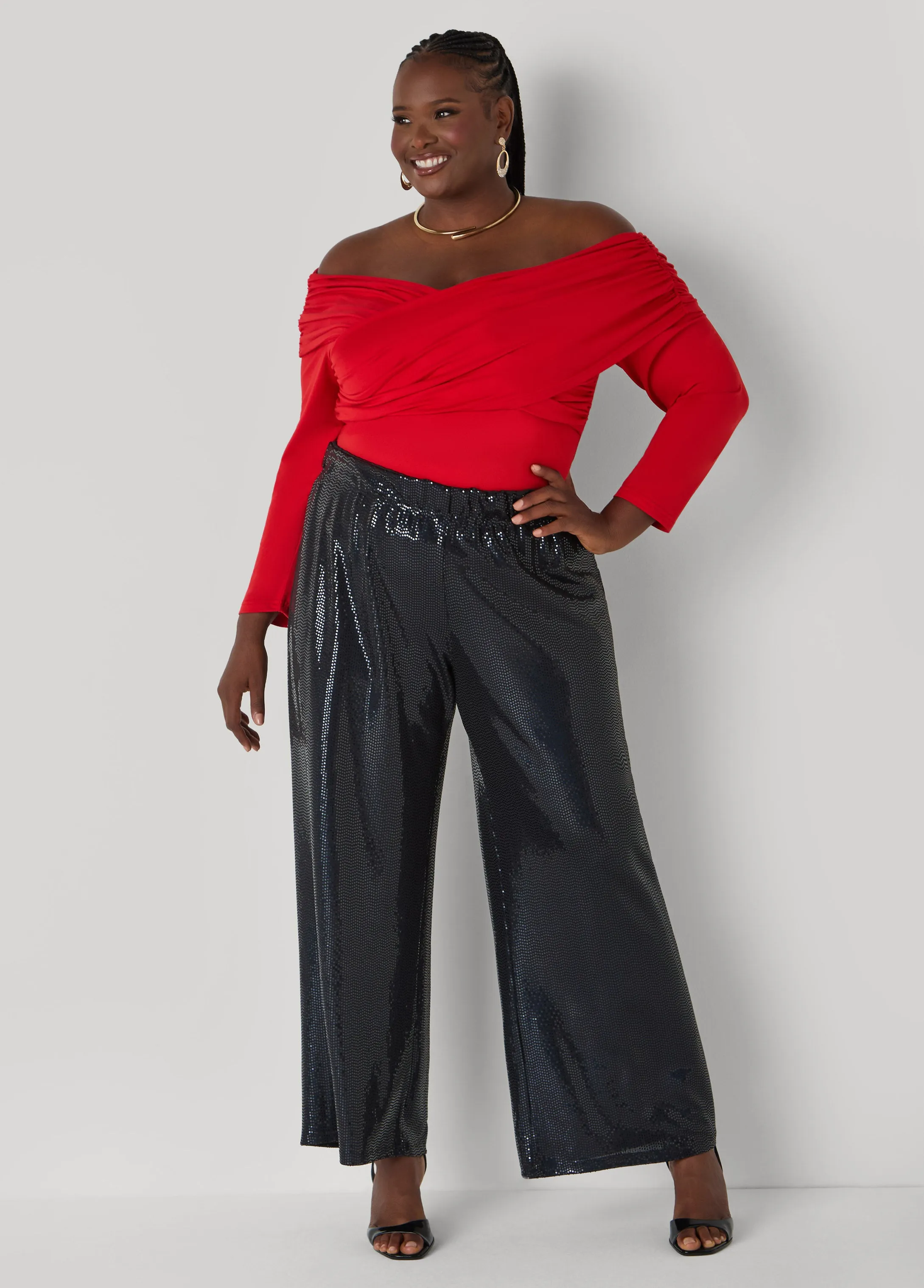 Sequined Wide Leg Pants sold by Ashley Stewart product image thumbnail 2