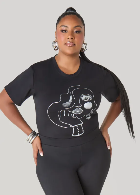 Crystal Silhouette Graphic Tee sold by Ashley Stewart