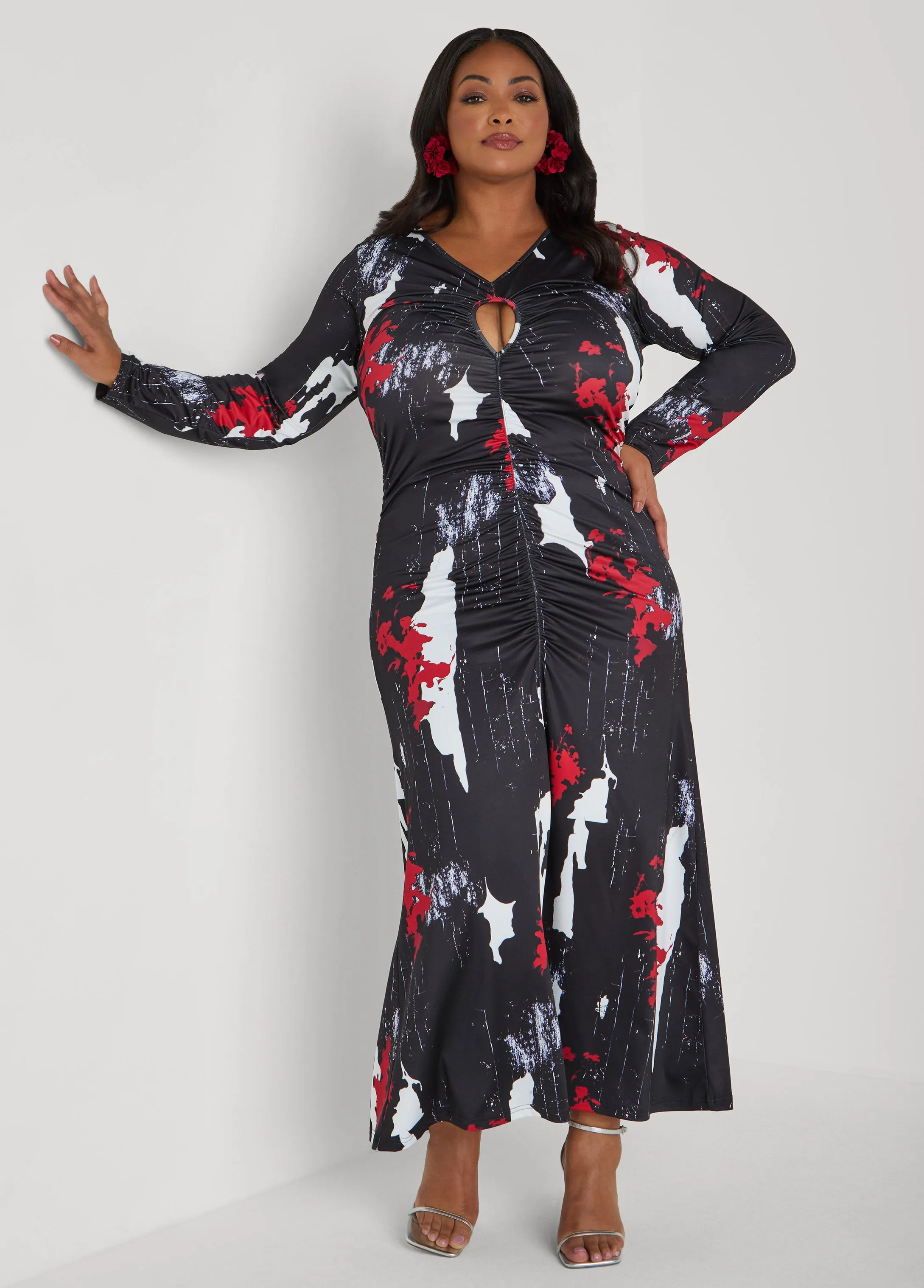 Cutout Abstract Print Maxi Dress sold by Ashley Stewart product image thumbnail 3