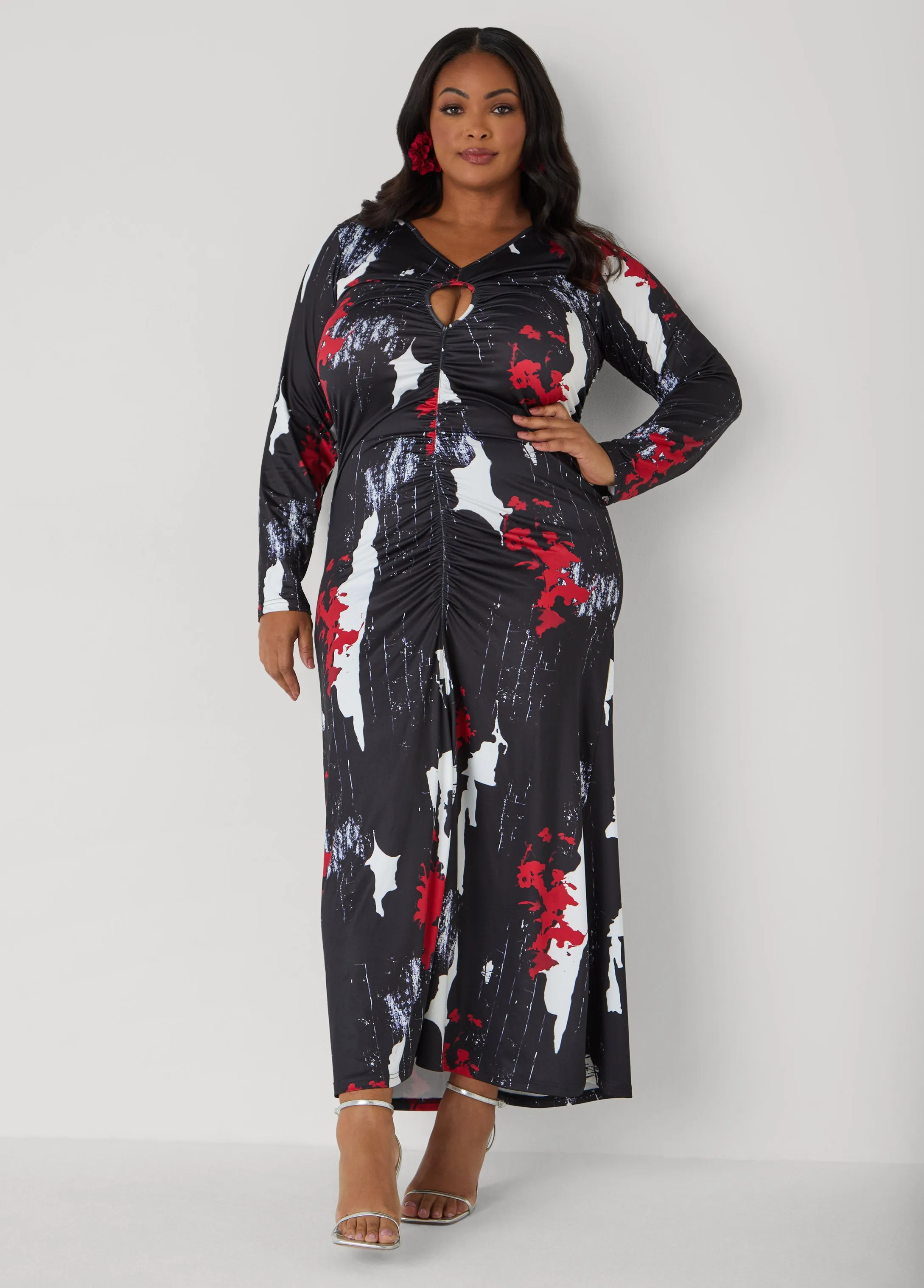 Cutout Abstract Print Maxi Dress sold by Ashley Stewart product image thumbnail 2