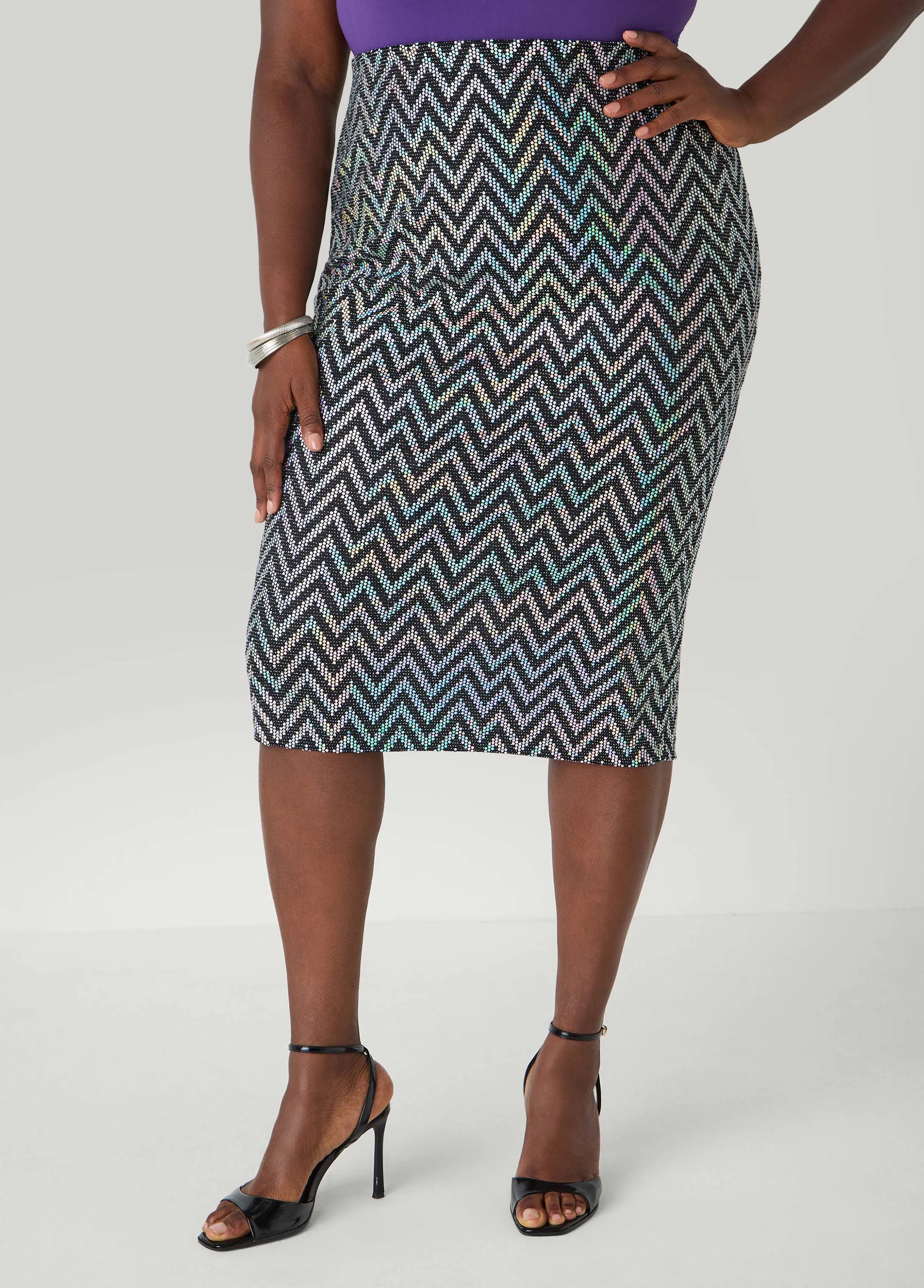 Iridescent Sequin Midi Skirt sold by Ashley Stewart
