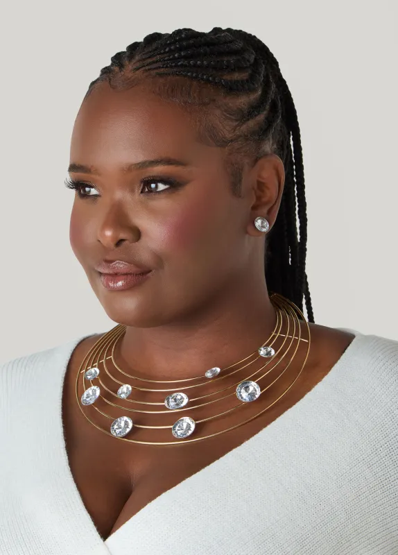 Crystal Gold Tone Ring Collar Set sold by Ashley Stewart