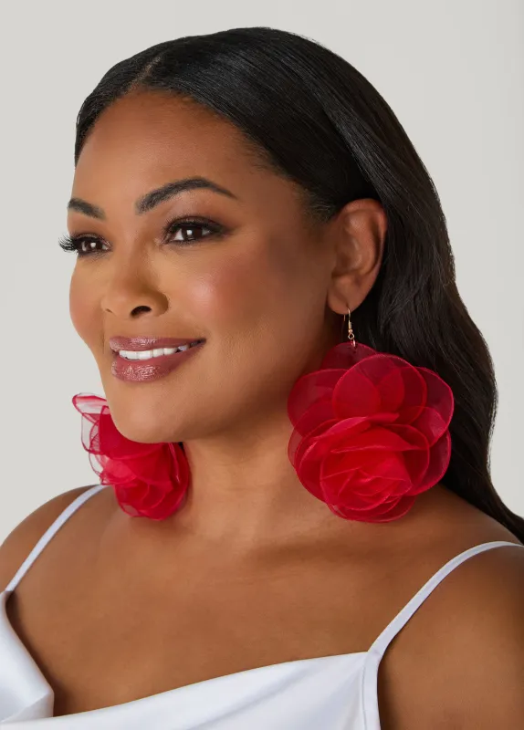 Organza Flower Earrings sold by Ashley Stewart