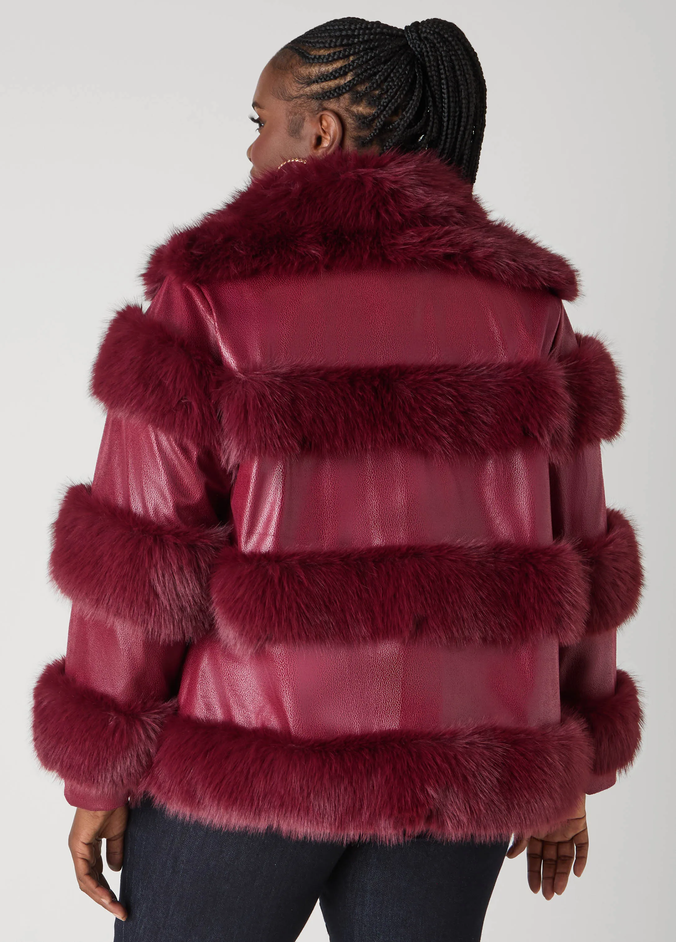 Faux Leather And Faux Fur Coat sold by Ashley Stewart product image thumbnail 4