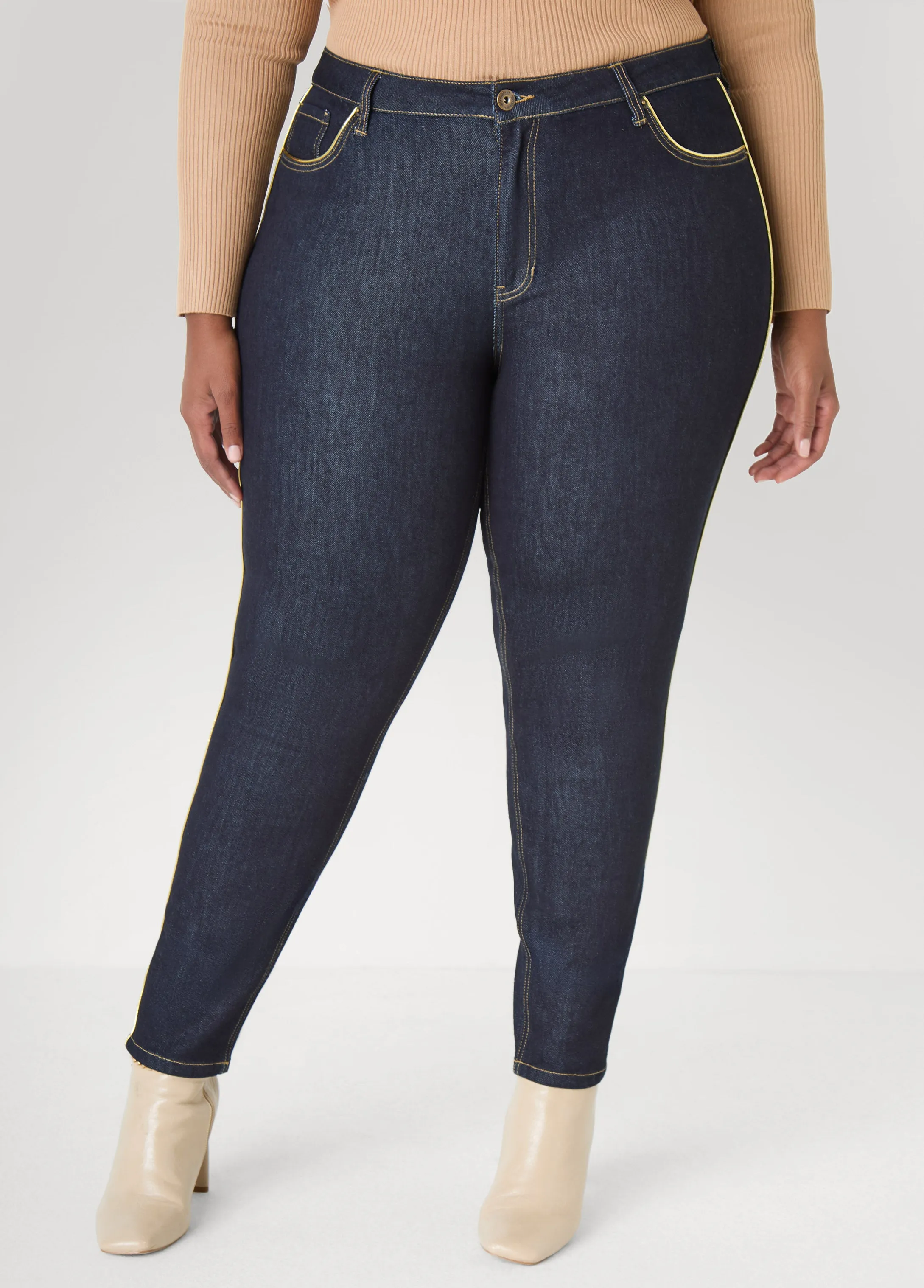 Metallic Piped Skinny Jeans sold by Ashley Stewart product image thumbnail 2