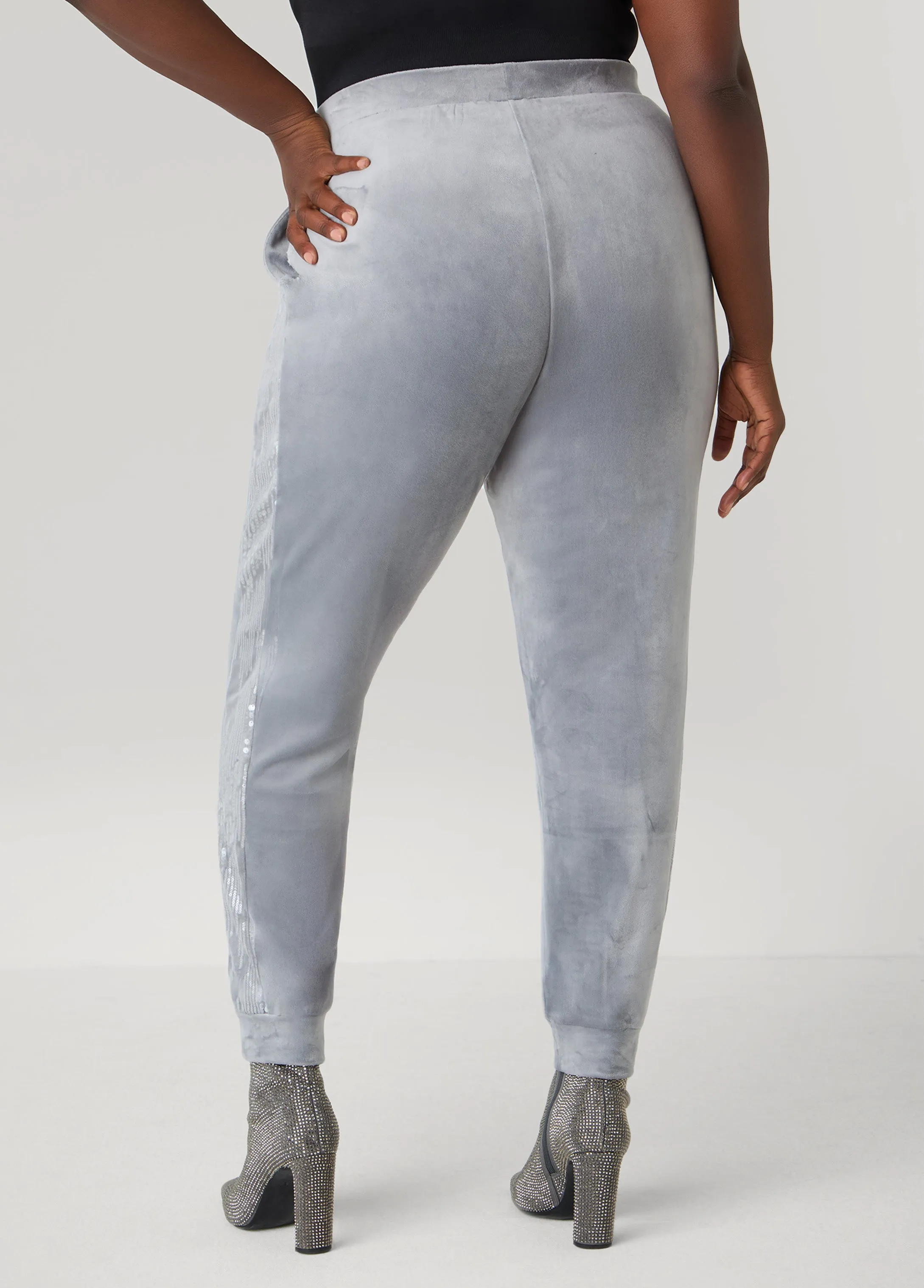 Sequined Velour Joggers sold by Ashley Stewart product image thumbnail 4