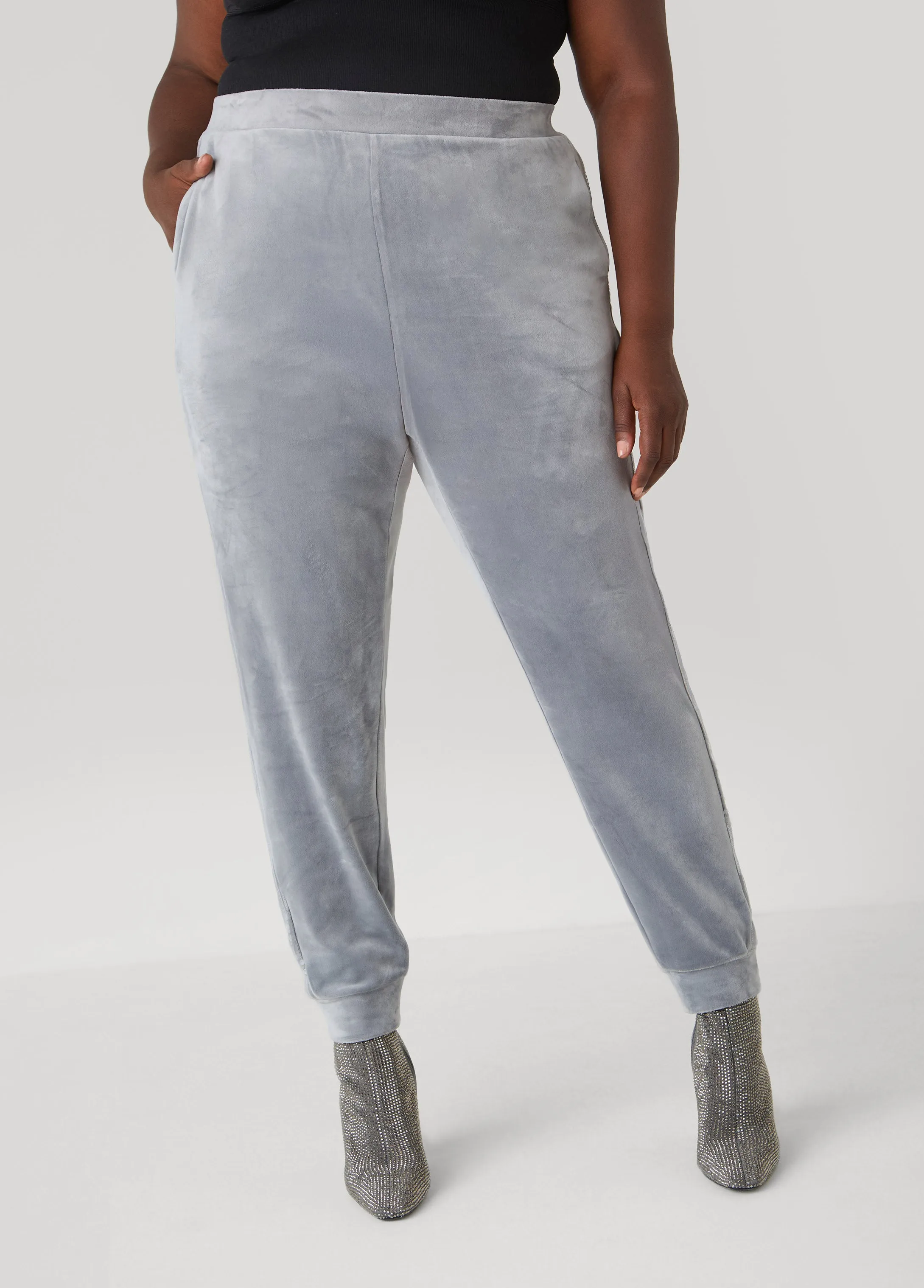 Sequined Velour Joggers sold by Ashley Stewart product image thumbnail 2