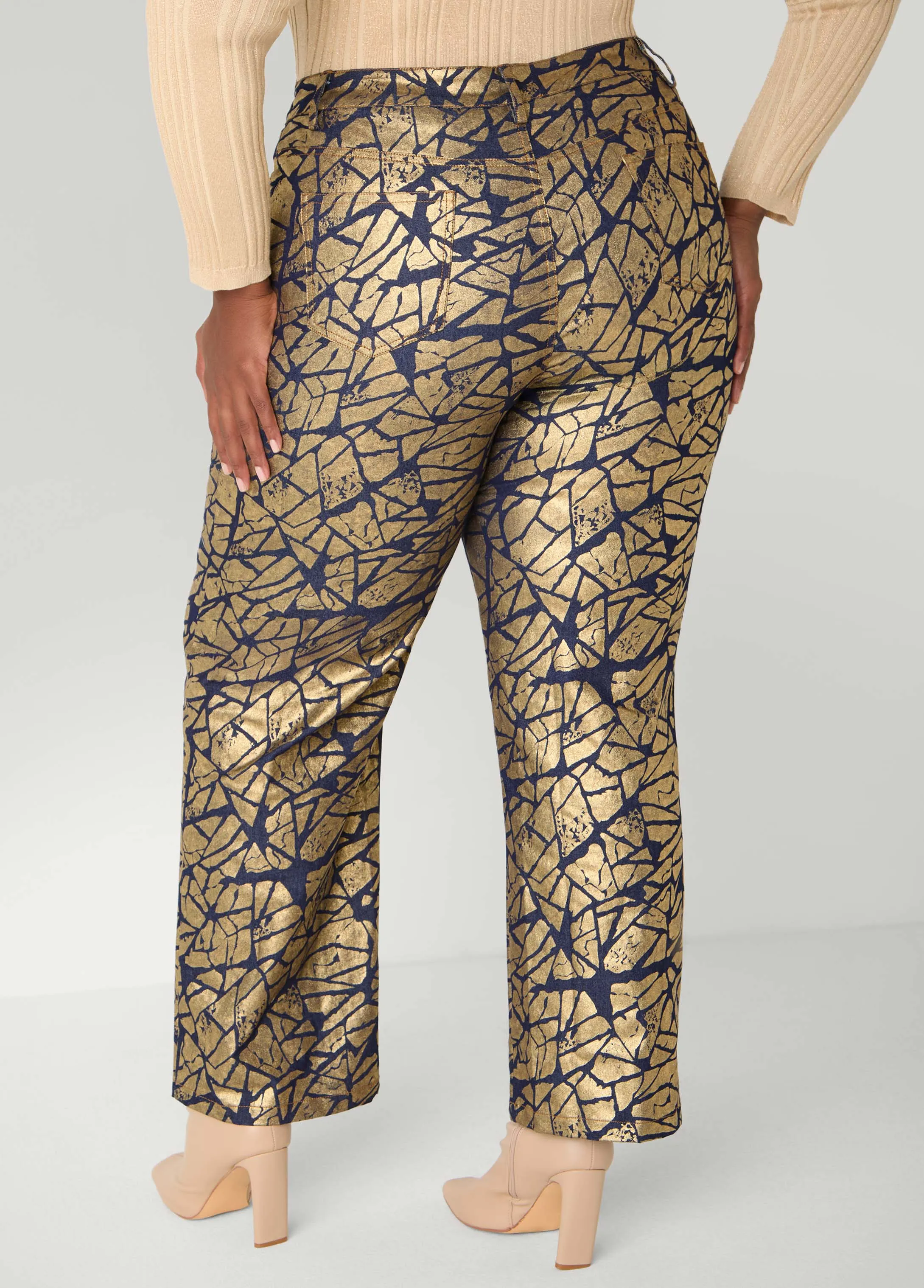 Shatter Print Straight Leg Jeans sold by Ashley Stewart product image thumbnail 4