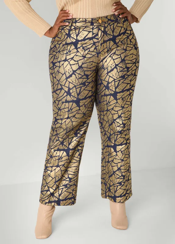 Shatter Print Straight Leg Jeans sold by Ashley Stewart