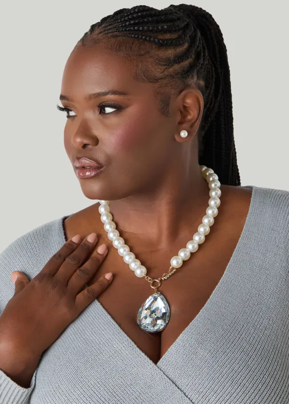 Crystal And Faux Pearl Necklace Set sold by Ashley Stewart