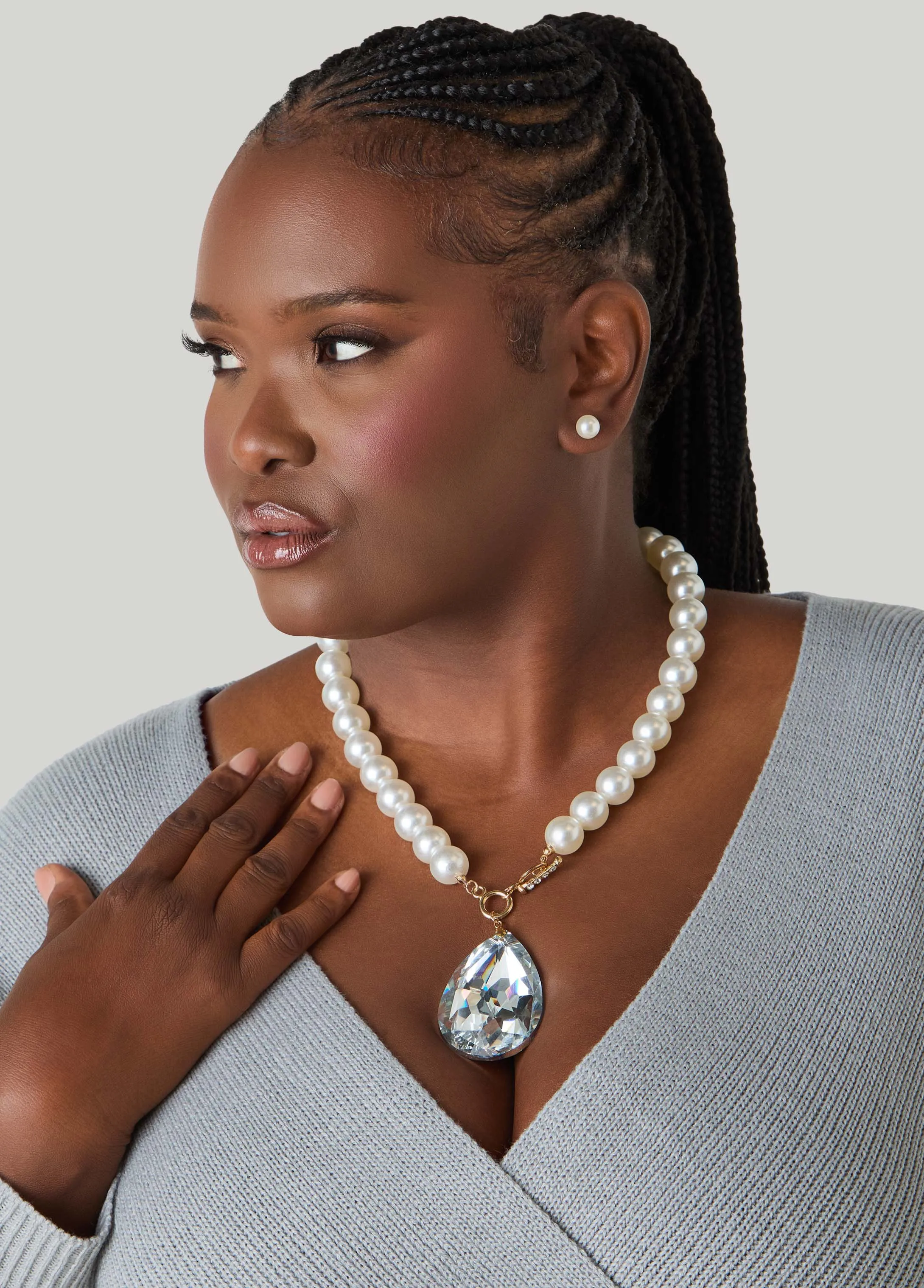 Crystal And Faux Pearl Necklace Set sold by Ashley Stewart