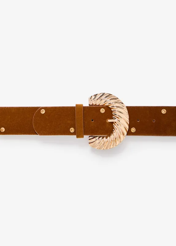 Buckle Faux Suede Waist Belt sold by Ashley Stewart