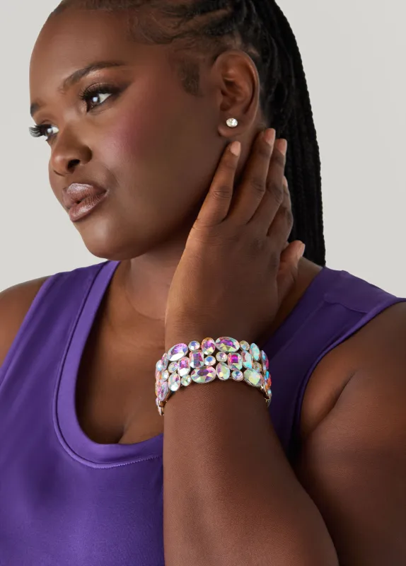 Iridescent Crystal Stretch Bracelet sold by Ashley Stewart