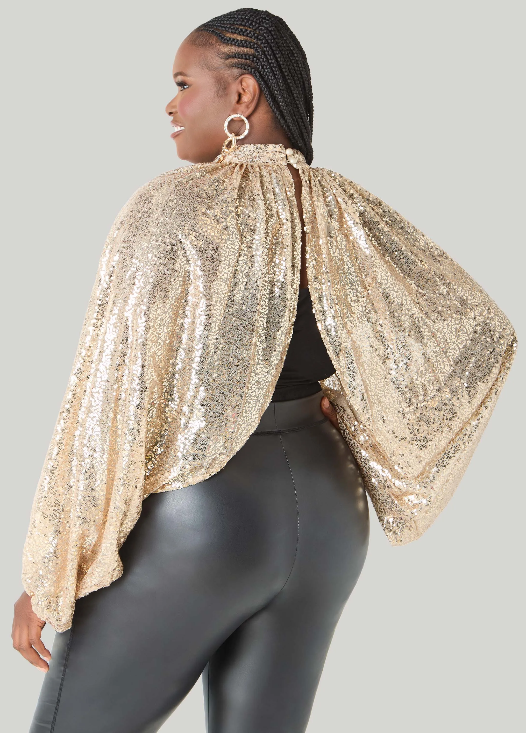 Sequined Mesh Shrug sold by Ashley Stewart product image thumbnail 4