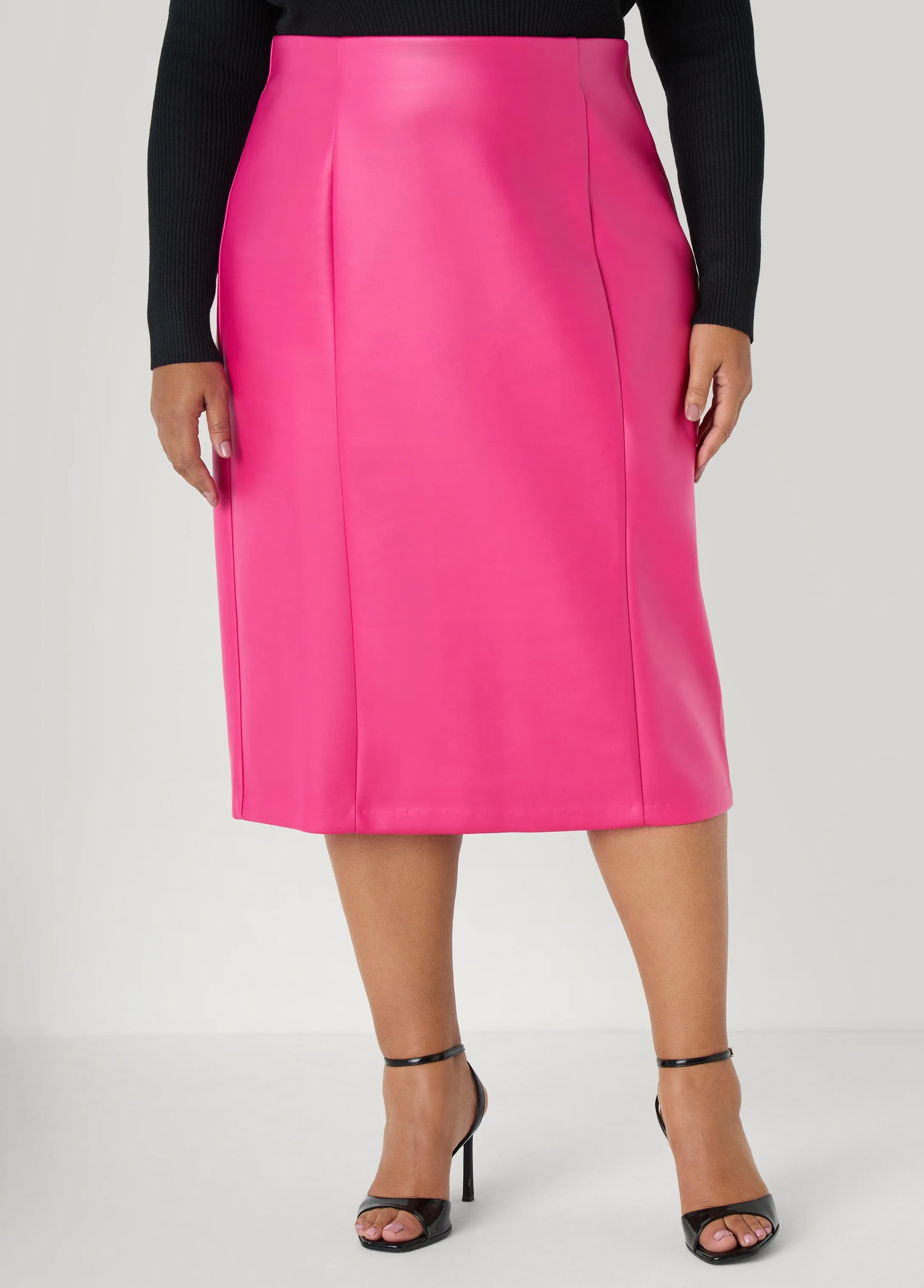 Faux Leather Midi Pencil Skirt sold by Ashley Stewart product image thumbnail 4