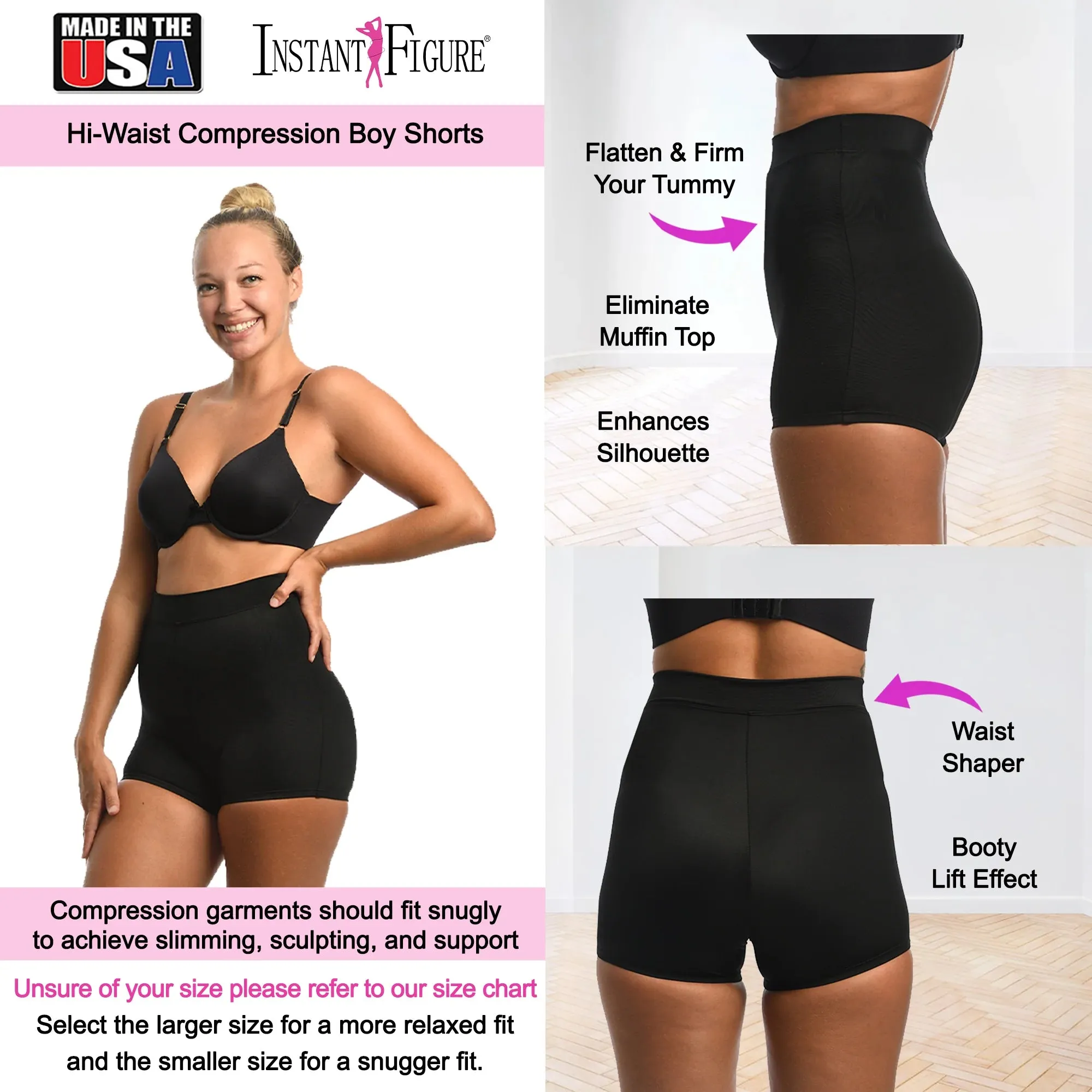 InstantFigure High Waist Compression Shorts sold by Ashley Stewart product image thumbnail 3