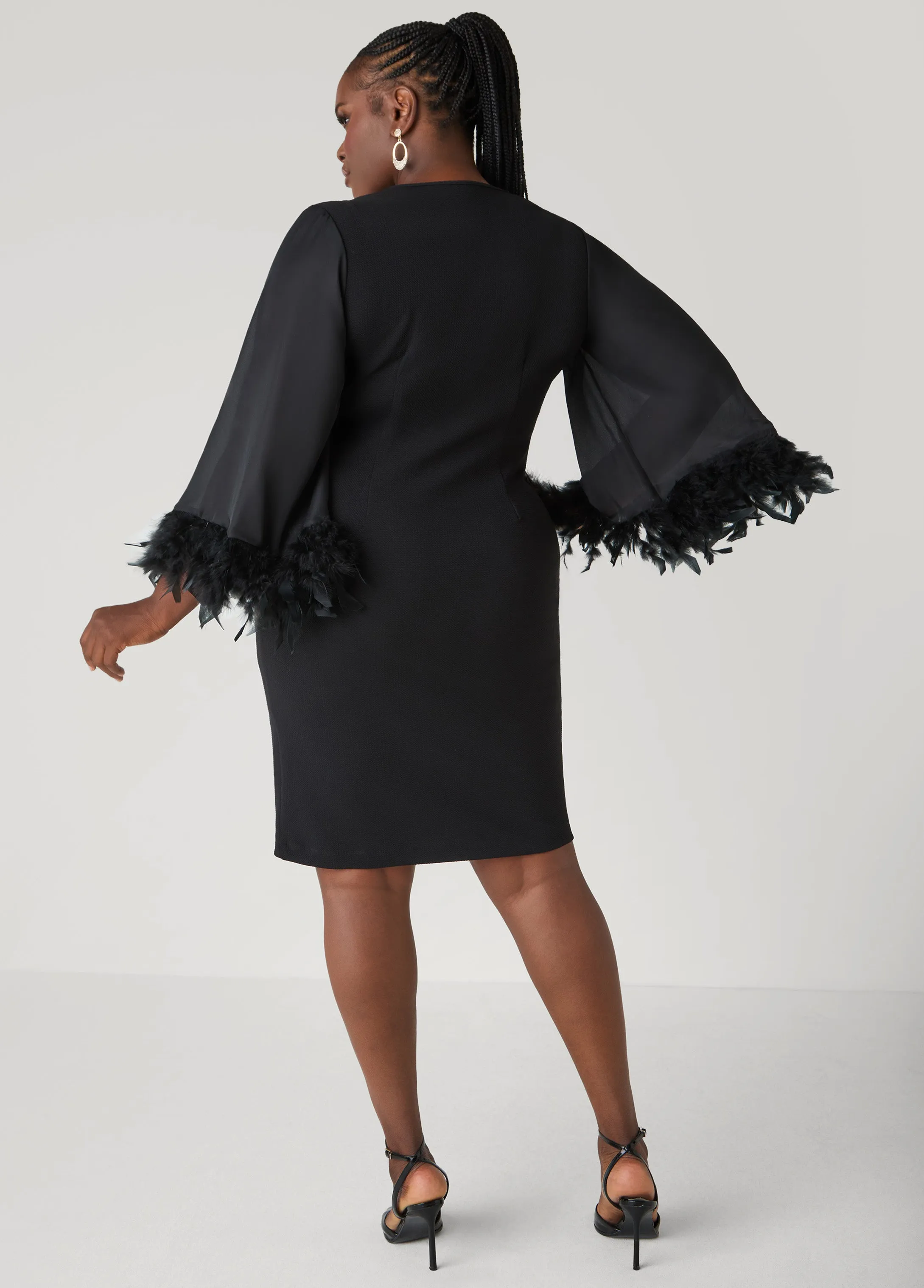 Feather Trimmed Blazer Dress sold by Ashley Stewart product image thumbnail 4