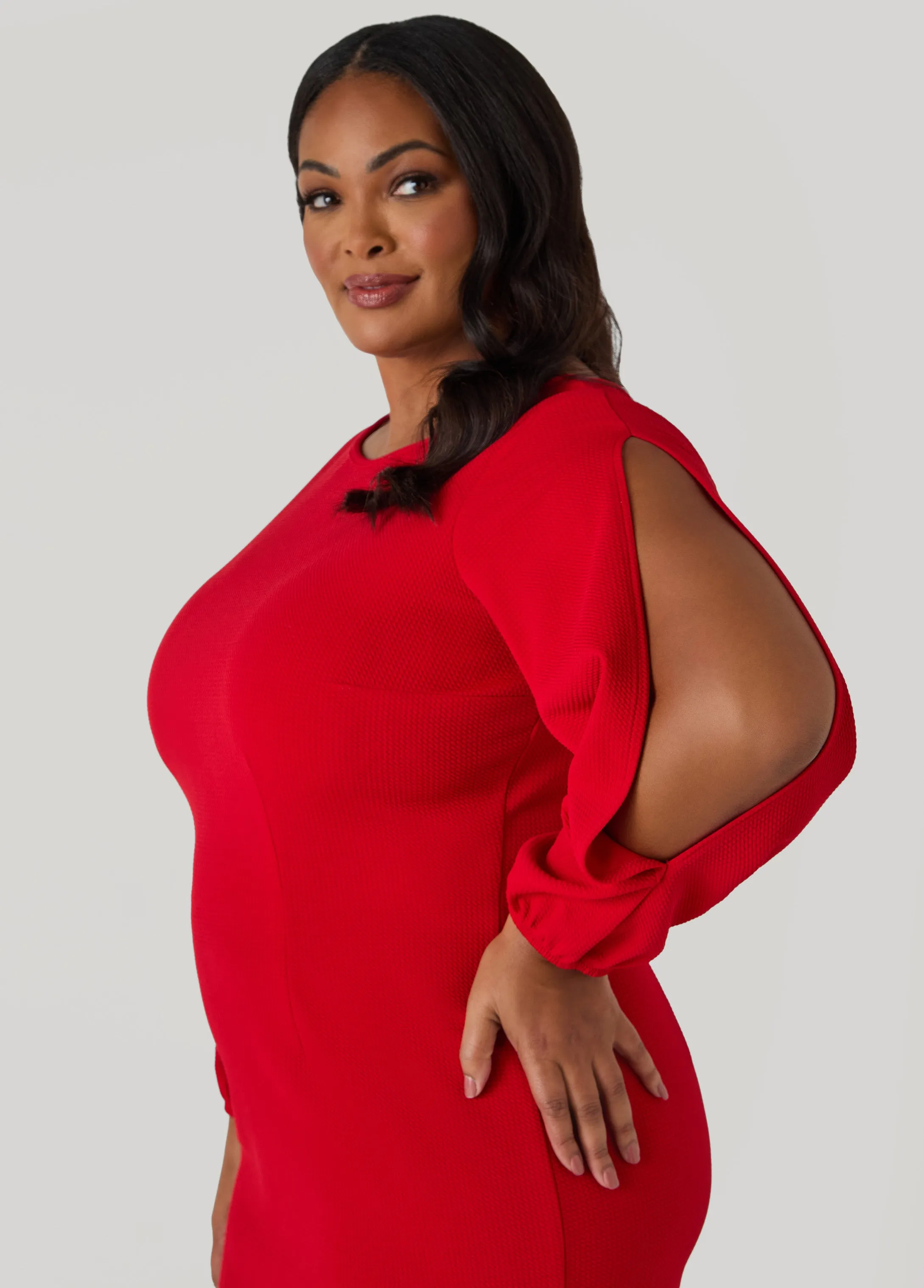 Feather Trimmed Sheath Dress sold by Ashley Stewart product image thumbnail 2