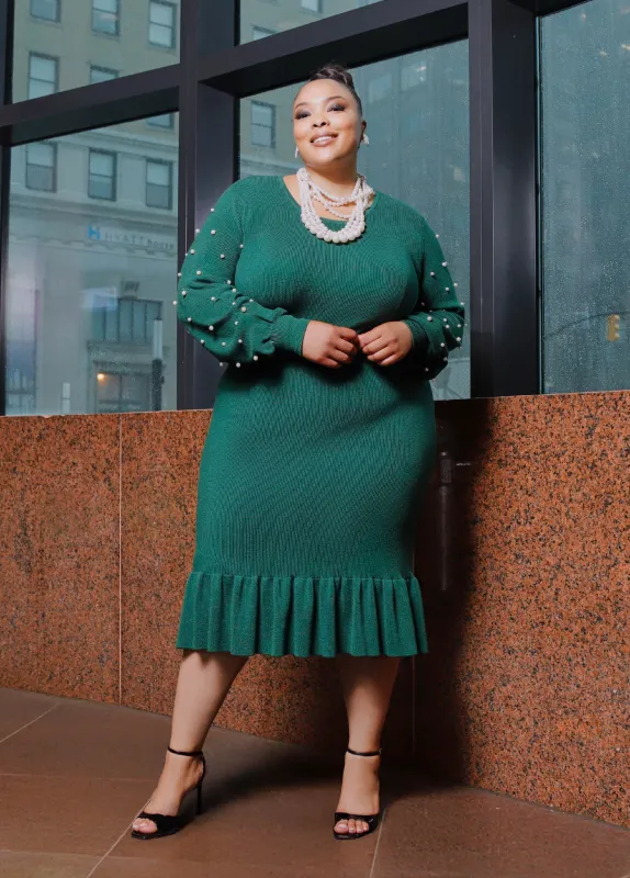 Flounced Faux Pearl Dress sold by Ashley Stewart