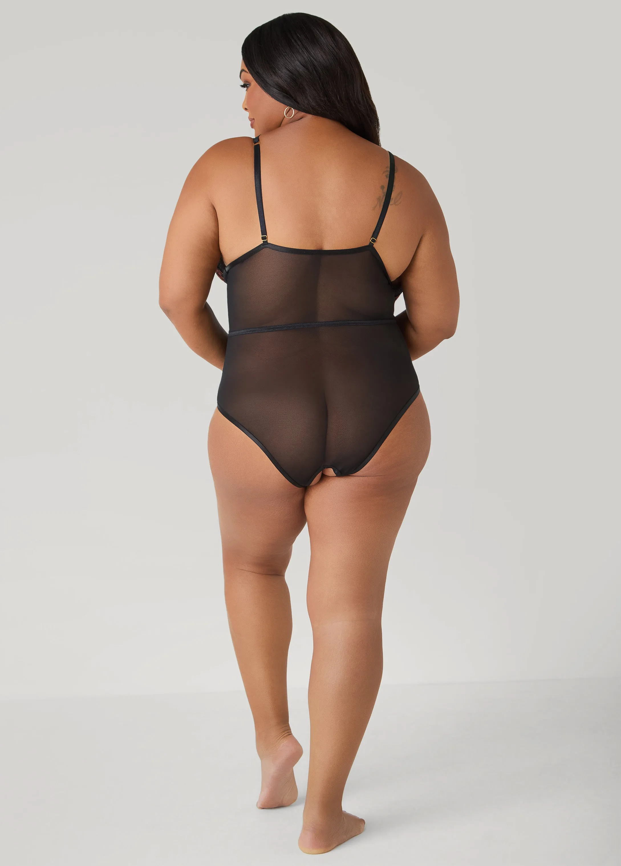 Leopard Panel Crotchless Bodysuit sold by Ashley Stewart product image thumbnail 4