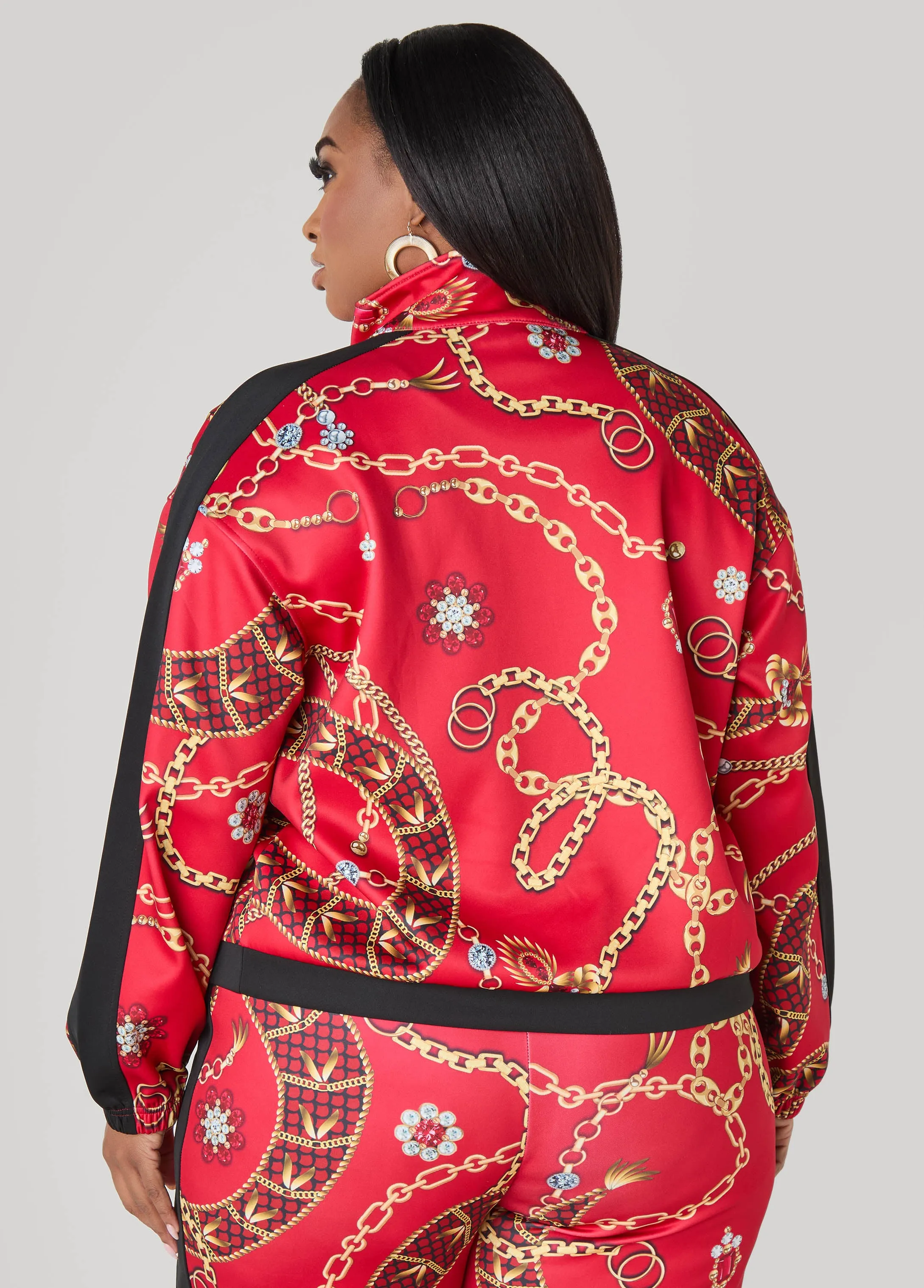 Status Print Track Jacket sold by Ashley Stewart product image thumbnail 4