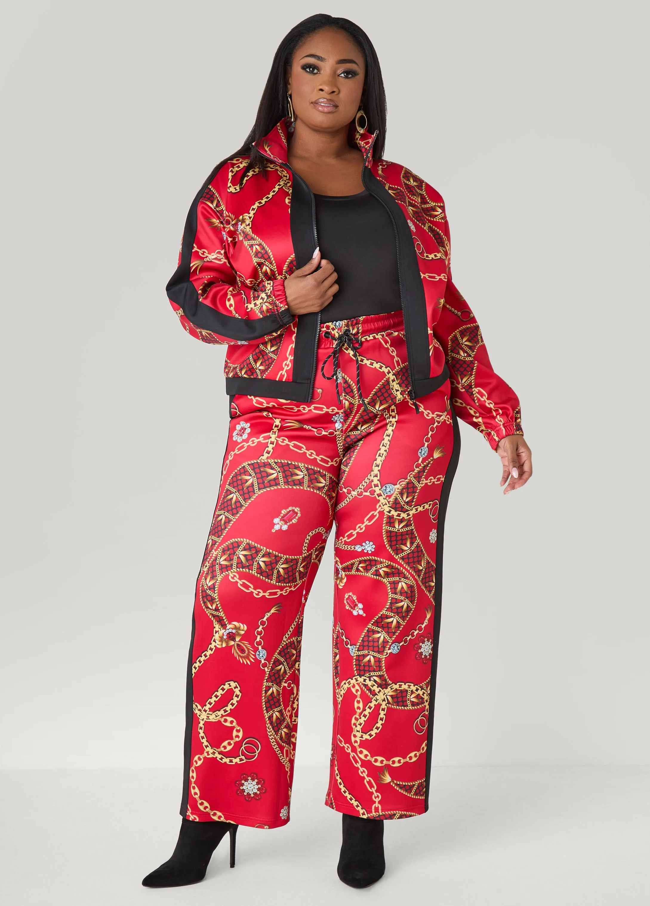 Status Print Track Jacket sold by Ashley Stewart product image thumbnail 2