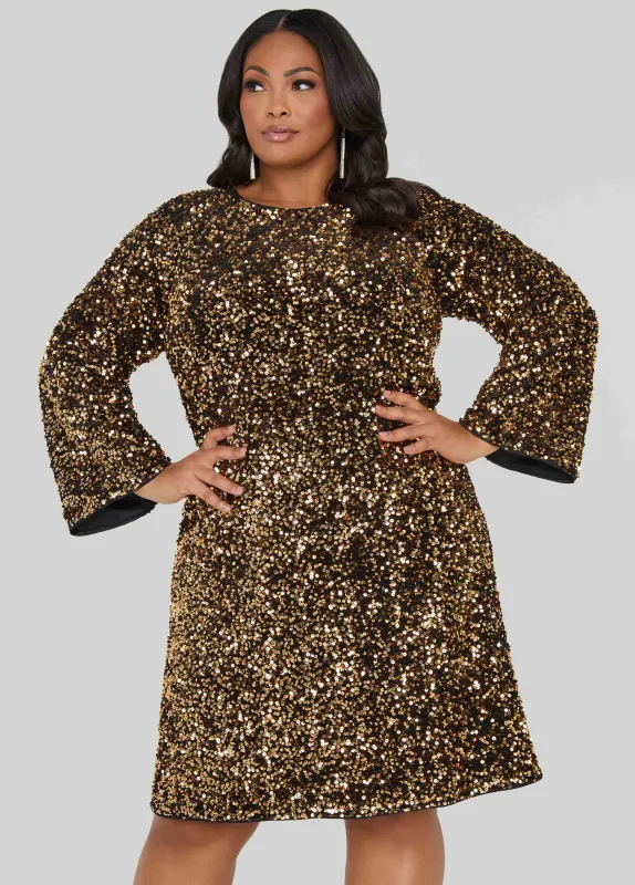 Sequined Velvet Sheath Dress sold by Ashley Stewart