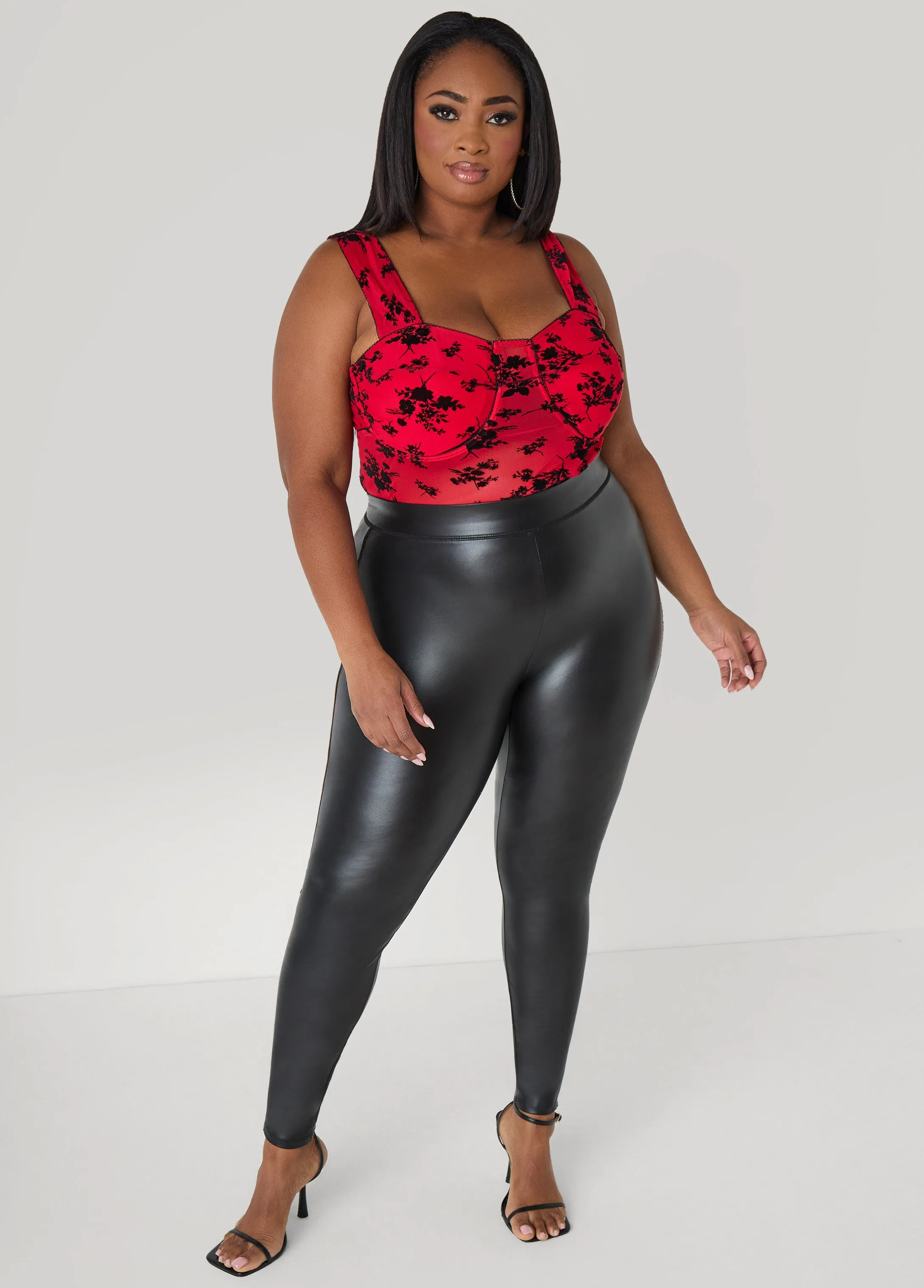 Flocked Mesh Bodysuit sold by Ashley Stewart product image thumbnail 4