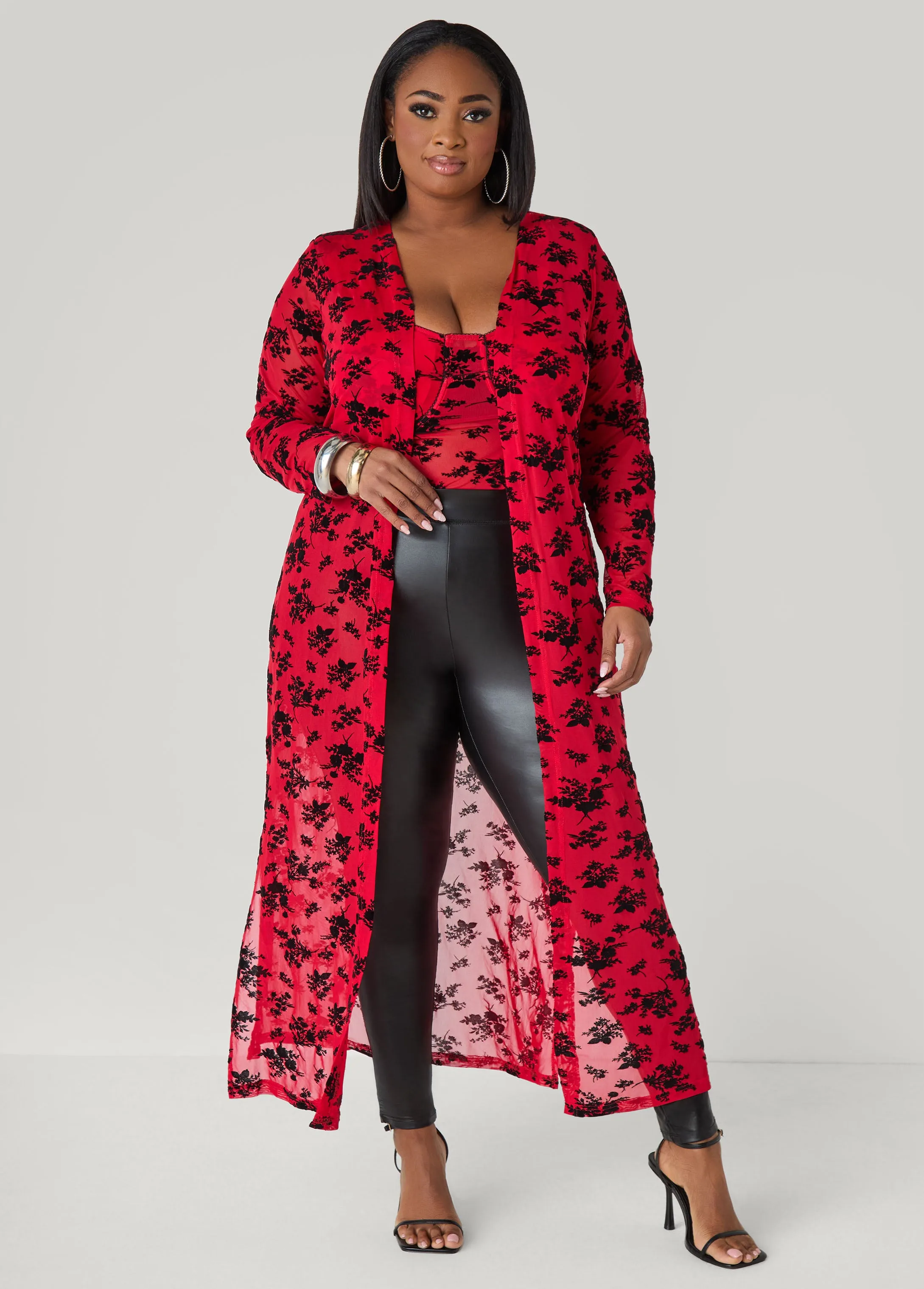 Flocked Mesh Bodysuit sold by Ashley Stewart product image thumbnail 2