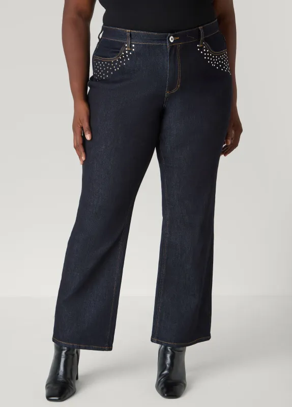 Studded Straight Leg Jeans sold by Ashley Stewart