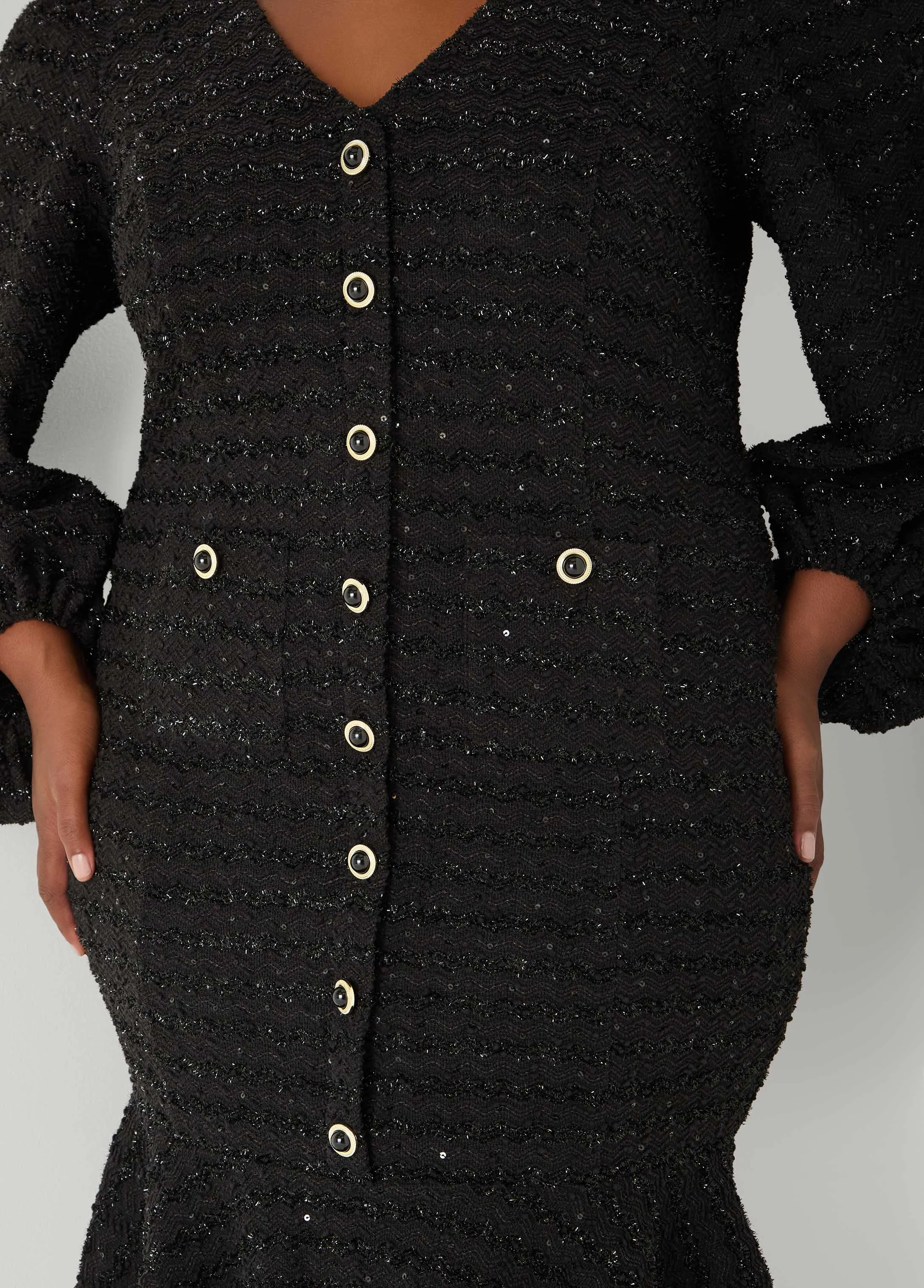 Flounced Boucle Sheath Dress sold by Ashley Stewart product image thumbnail 2